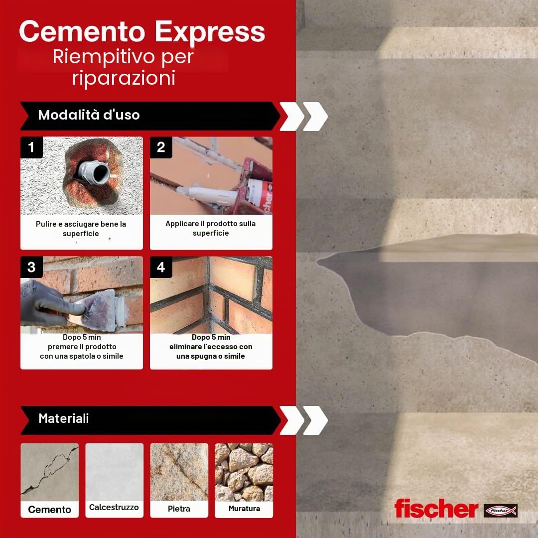 Fischer Cemento Express sigillante grigio scuro 310 ml