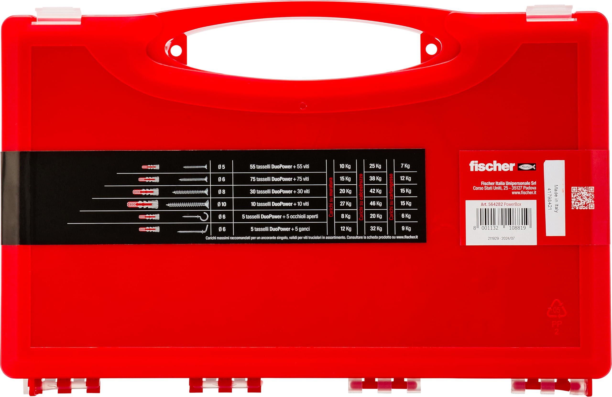Fischer PowerBox 180 tasselli DuoPower viti e ganci 360 pz
