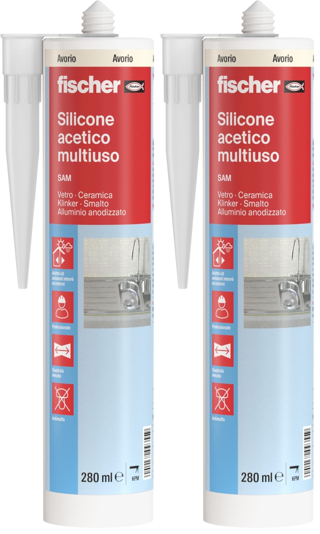 Fischer SAM 9350 sigillante silicone bianco 280 ml antimuffa