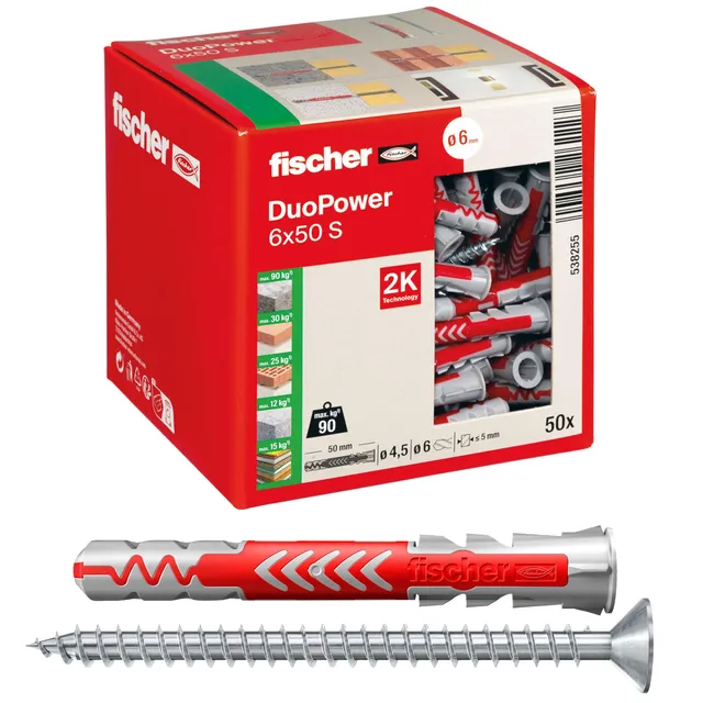 Fischer DuoPower 6x50 tasselli universali con vite 50 pezzi