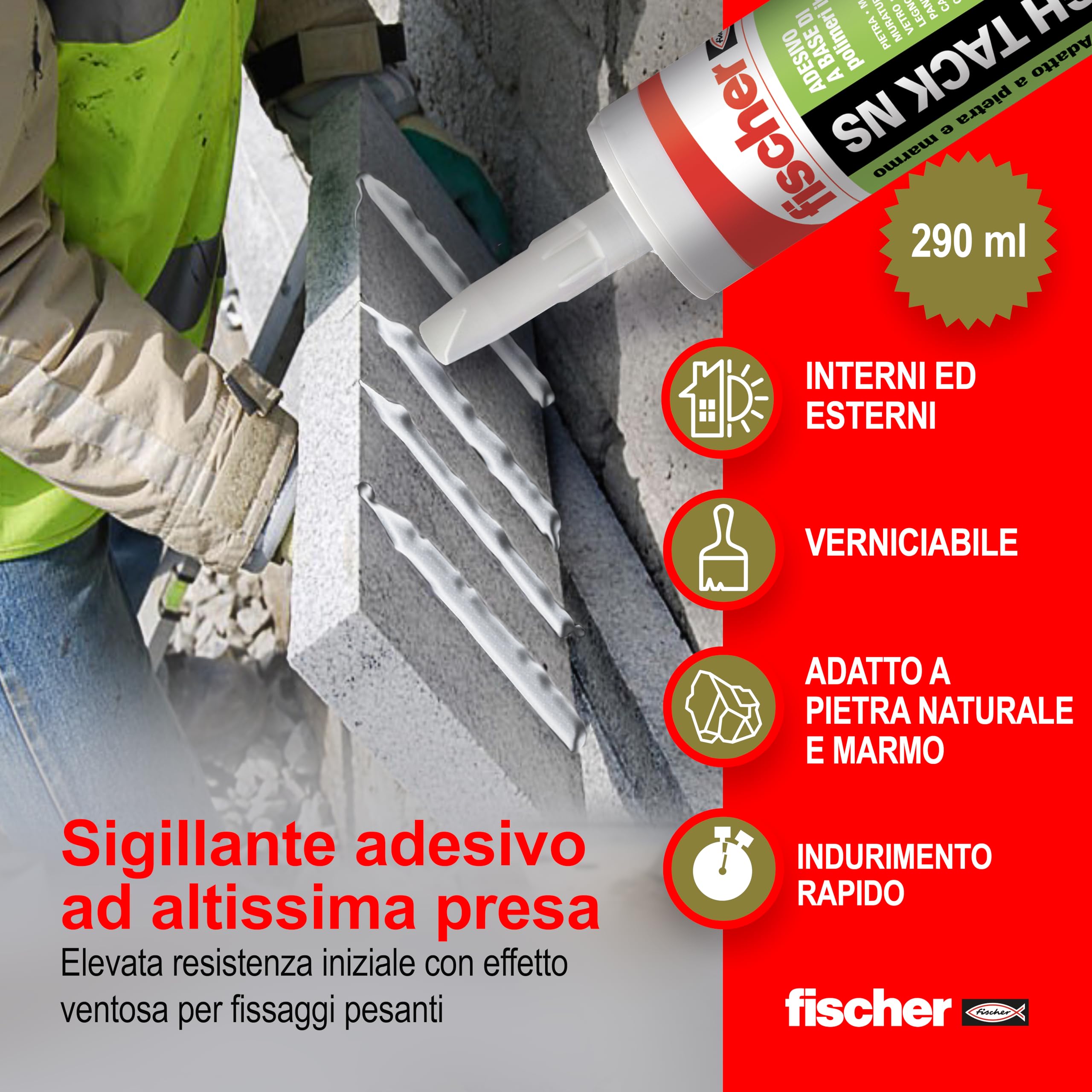 Fischer KD High Tack Sigillante Adesivo Bianco Alta Presa