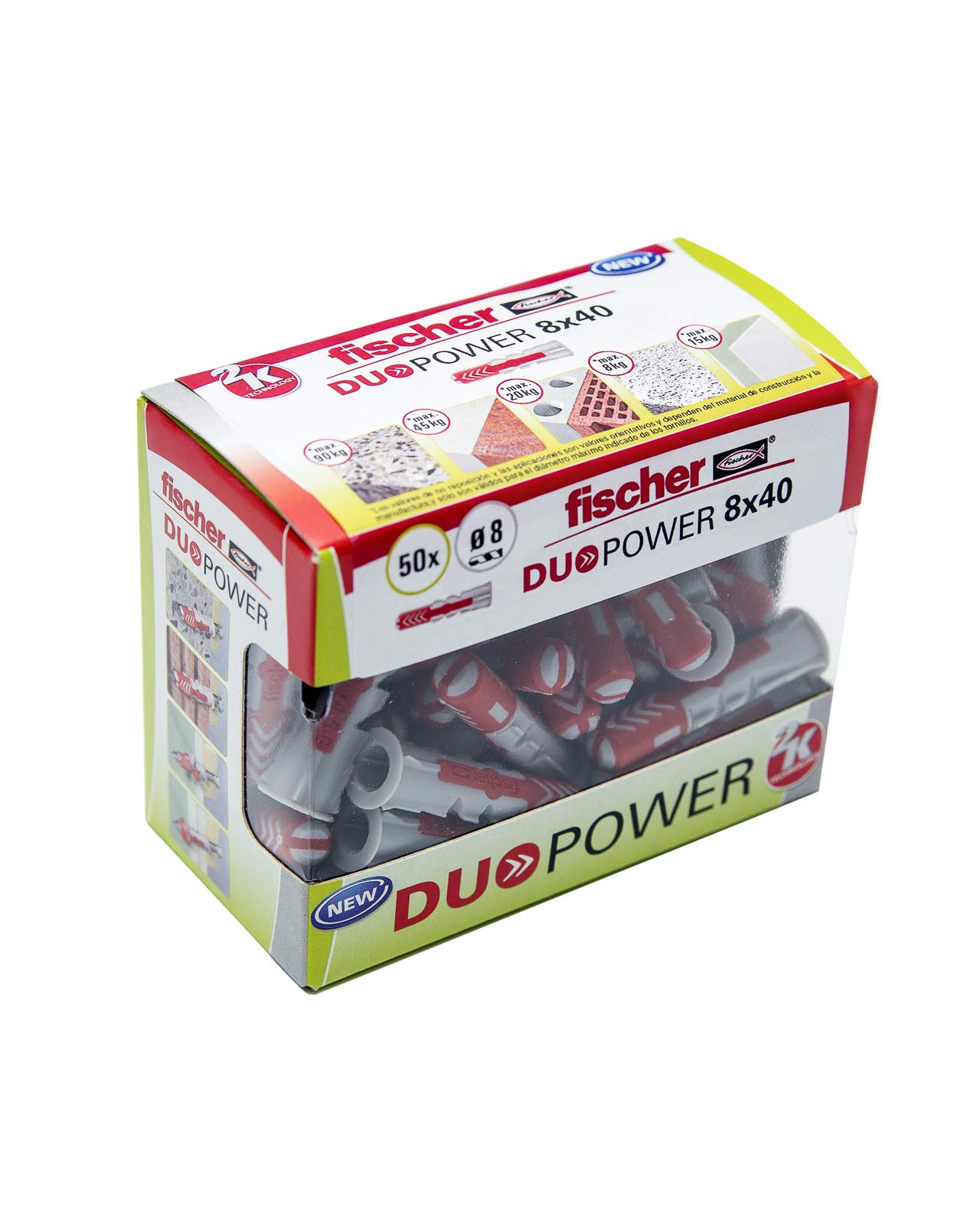 Fischer DuoPower 8x40 S tasselli con viti 25+25 pz per calcestruzzo