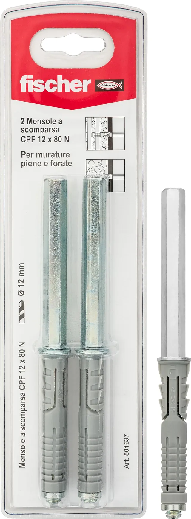 Fischer CFP 12x80 reggimensola a scomparsa 2 pezzi 80 mm