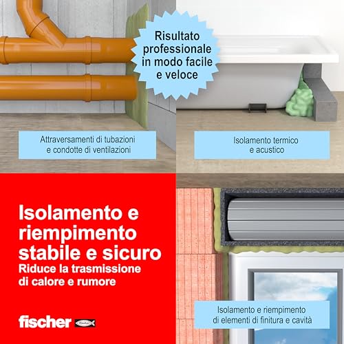Fischer PU 1K schiuma poliuretanica 500 ml per porte e finestre