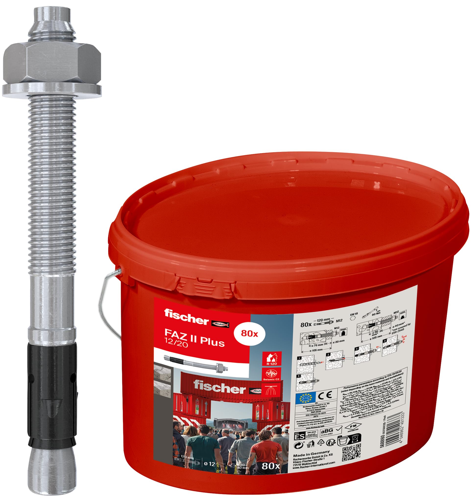 Fischer UltraCut FBS II 6x40/5 P vite cemento testa bombata 620pz