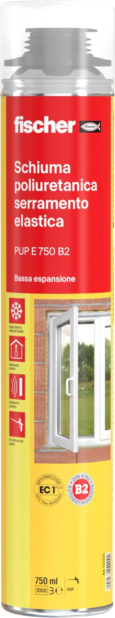 Fischer PUP E 750 schiuma poliuretanica 750 ml per serramenti