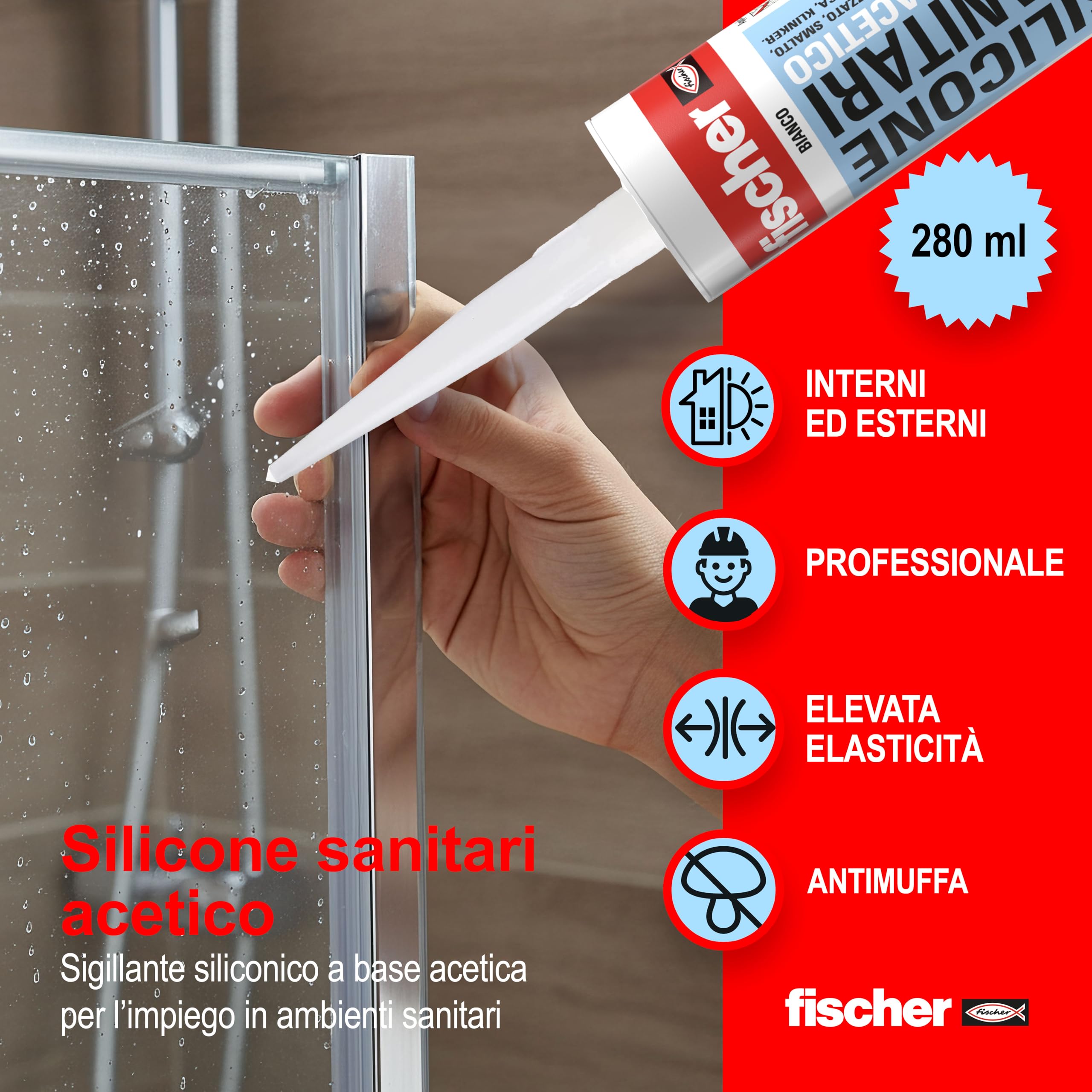 Fischer SAS 9362 silicone antimuffa trasparente 280 ml bagno