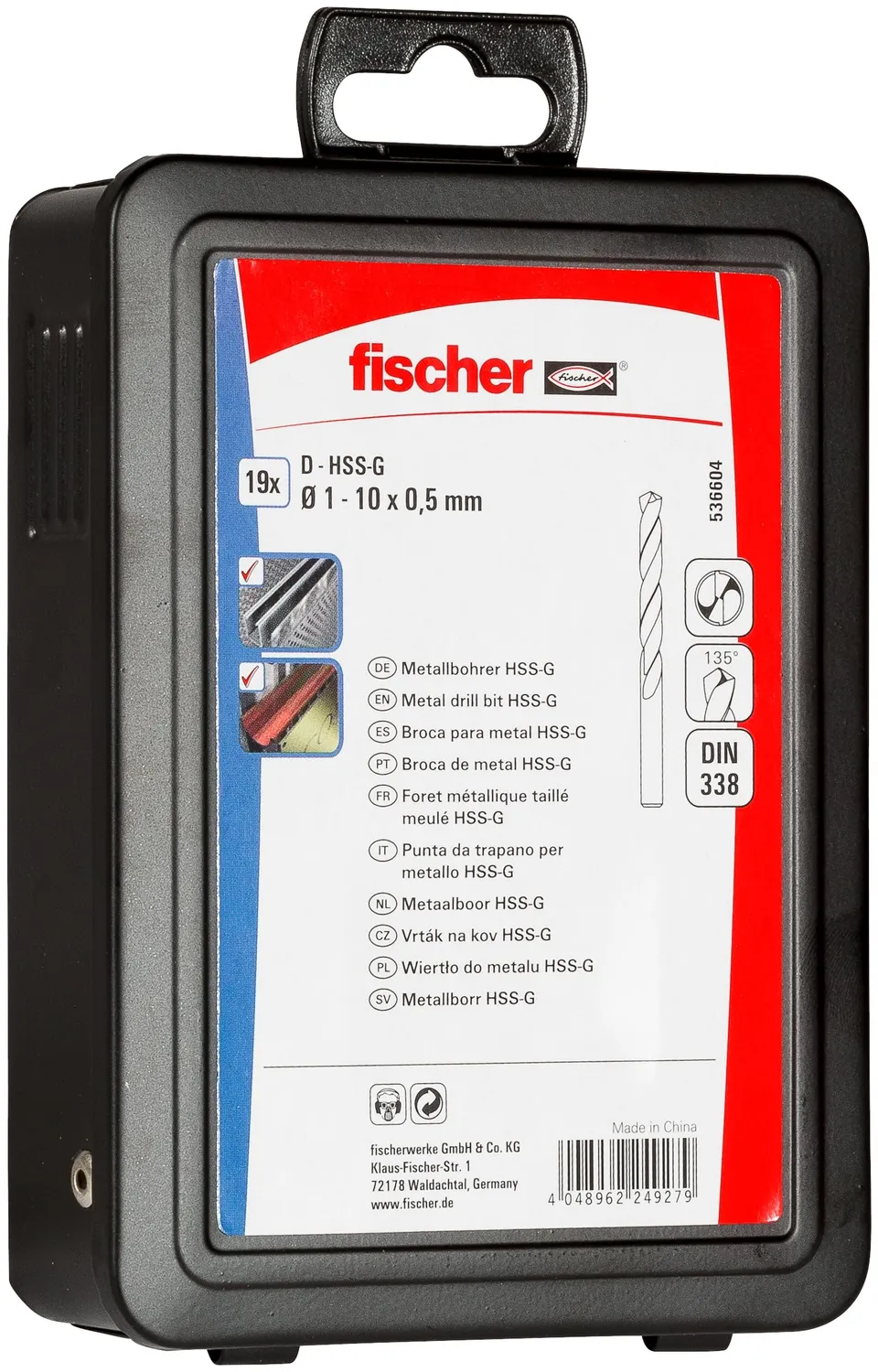 Fischer Set 19 punte HSS-G metallo 1-10 mm