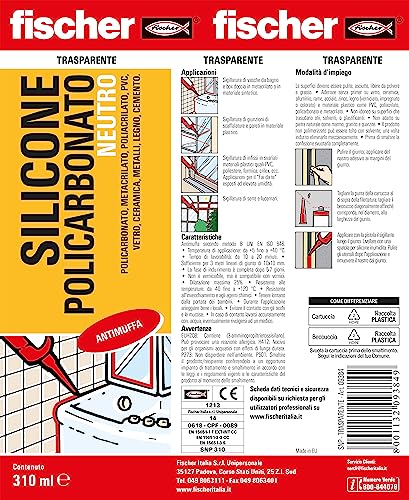 Fischer SNP 310 9384 silicone neutro trasparente antimuffa