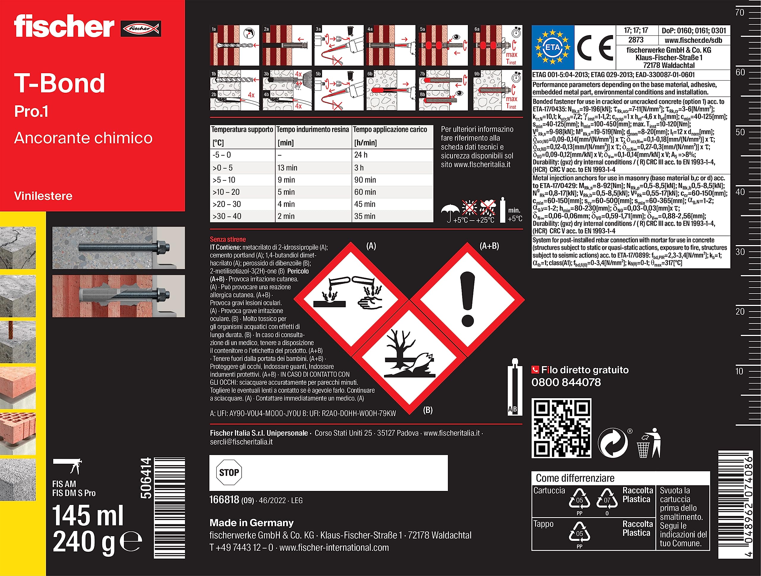 Fischer T-Bond 150 Pro tassello chimico senza stirene