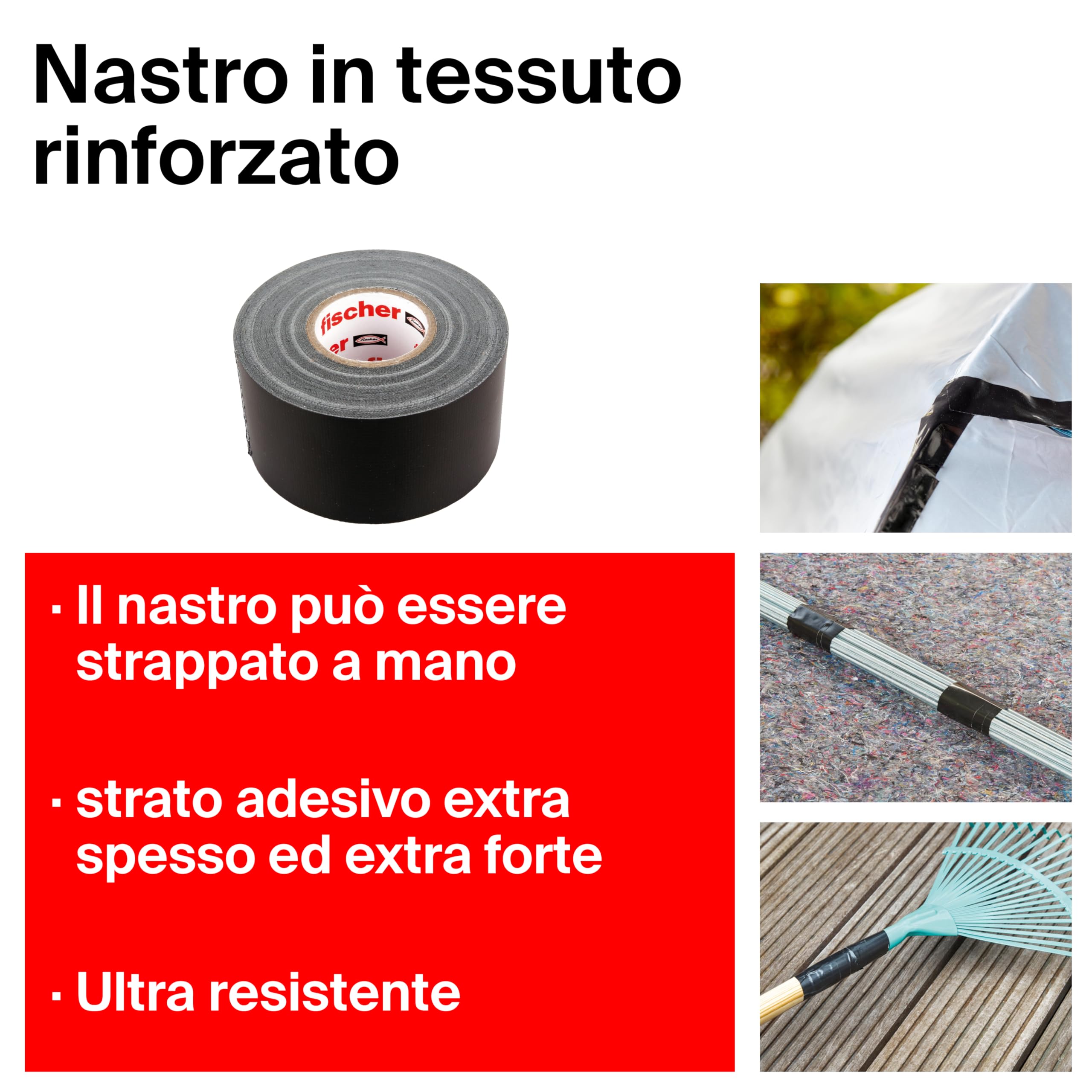 Fischer Strong nastro telato americano nero 25m x 48mm