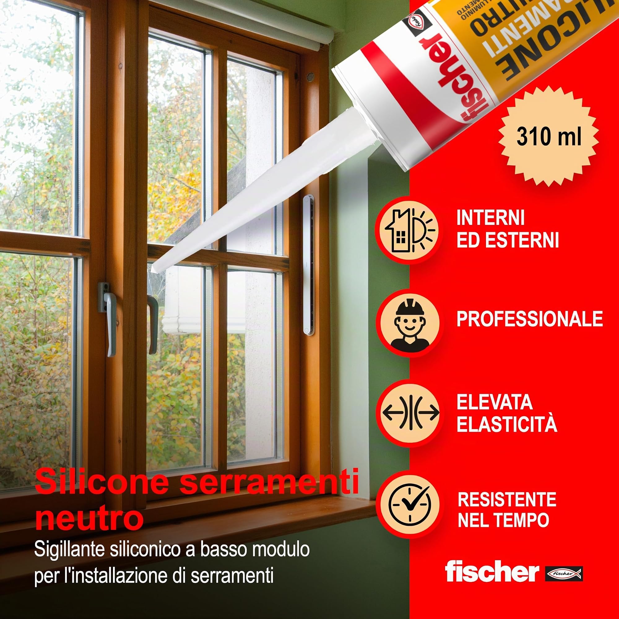 Fischer SNF silicone neutro serramenti alluminio