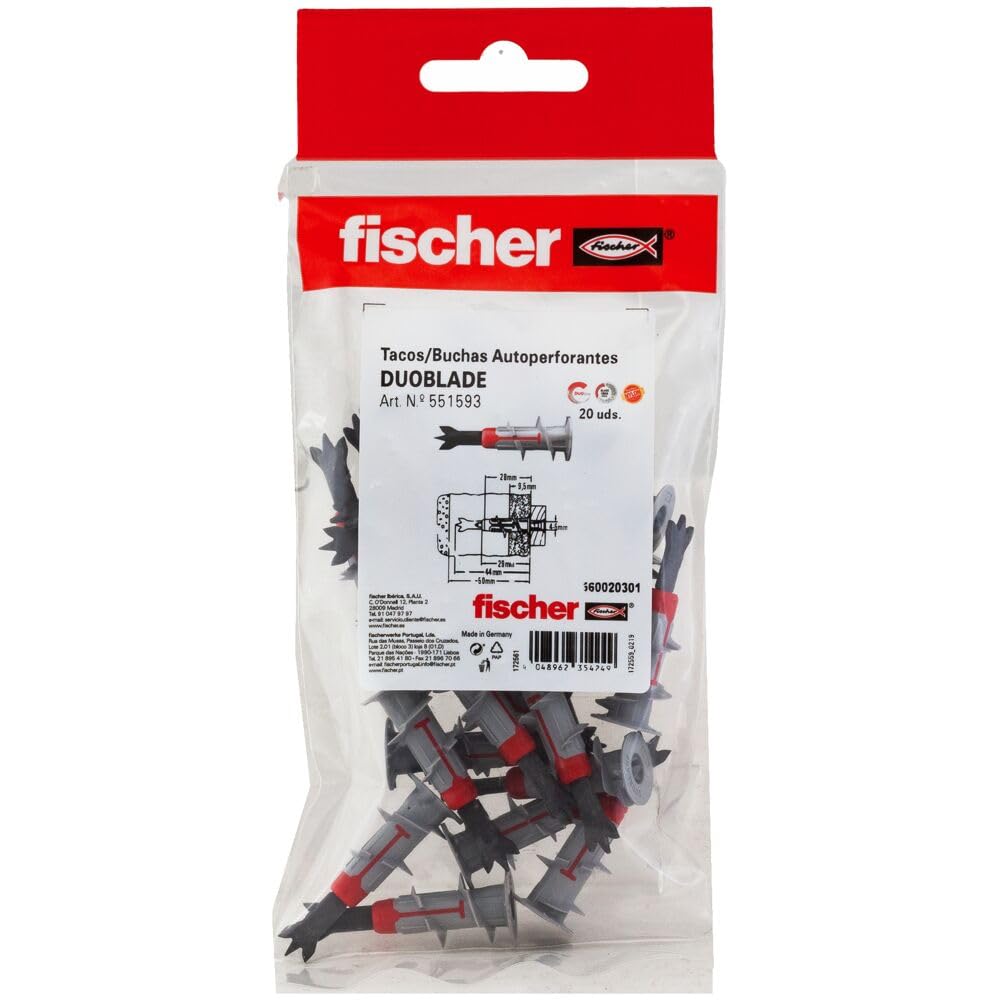 Fischer DuoBlade tassello cartongesso autoperforante 20 pezzi senza viti