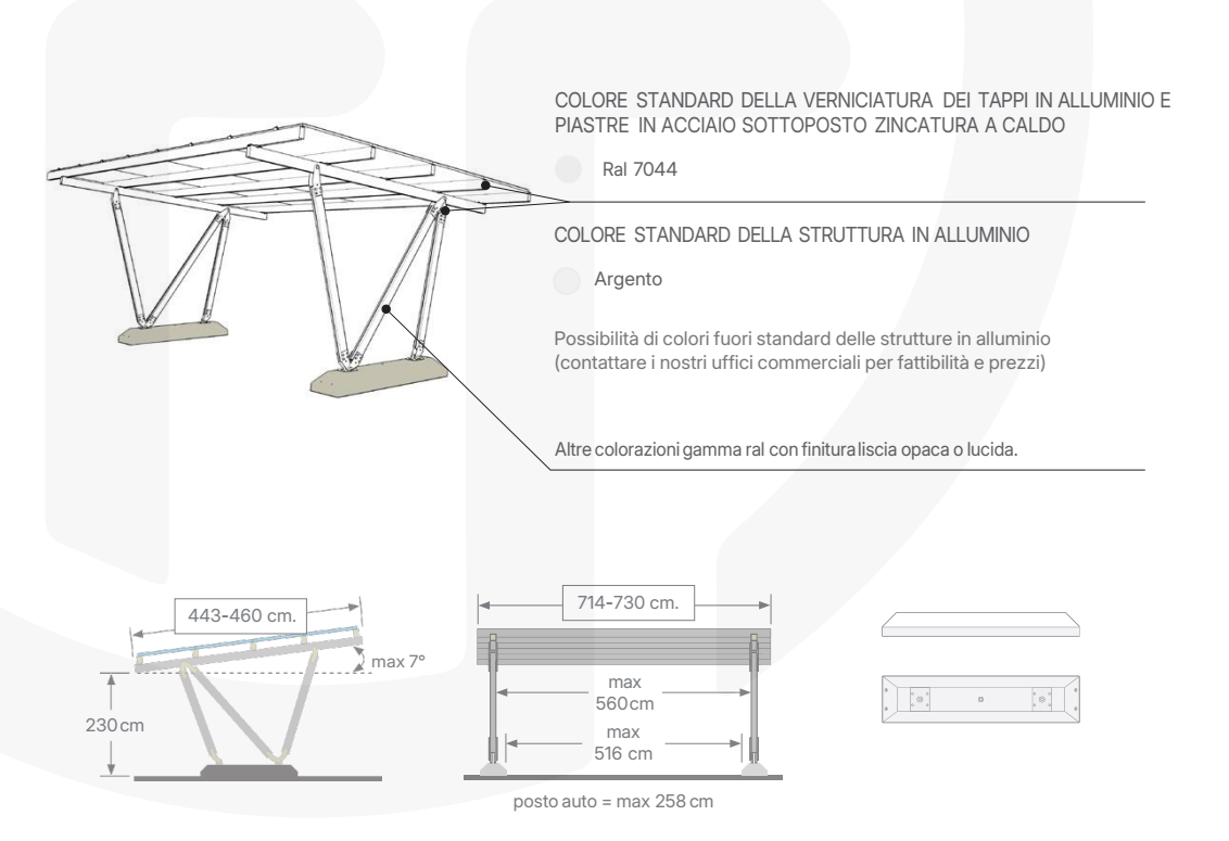 Solar MG Pensi-Smile pensilina con zavorre 2 posti 16 pannelli