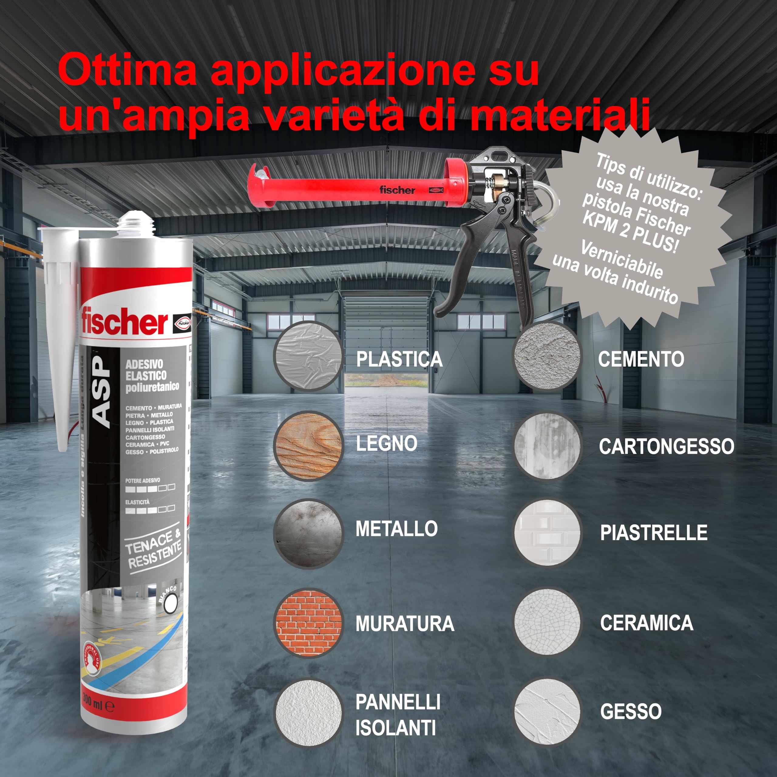 Fischer ASP Sigillante Poliuretanico 300 ml Bianco UV