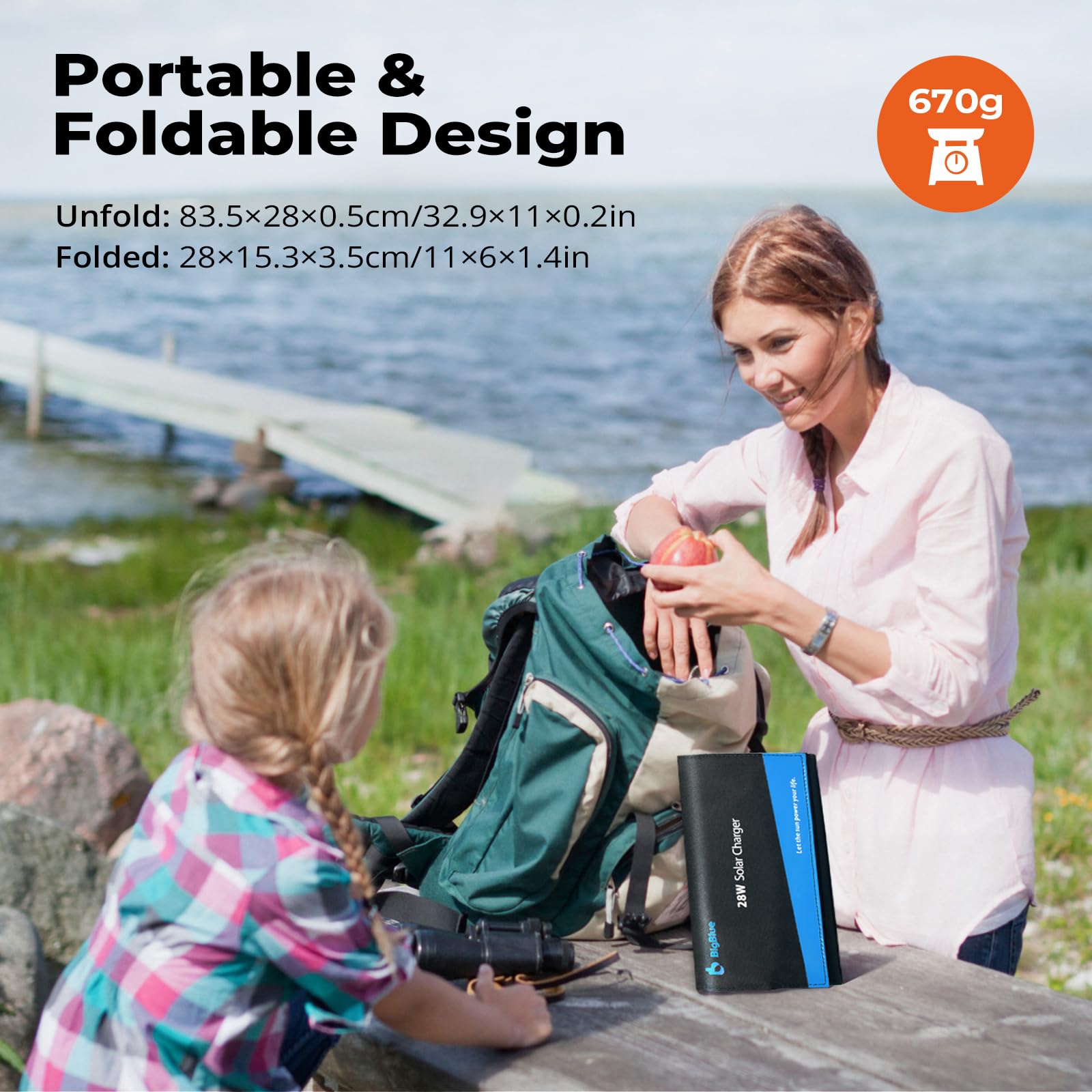 BigBlue 28W Pannello Solare Portatile USB Ricarica Diretta