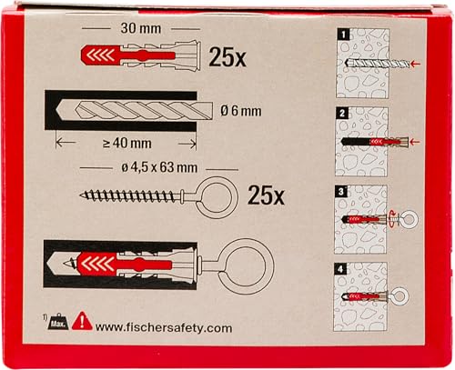Fischer DuoPower 6x30 Tassello Universale Occhiolo Chiuso 25 Pz