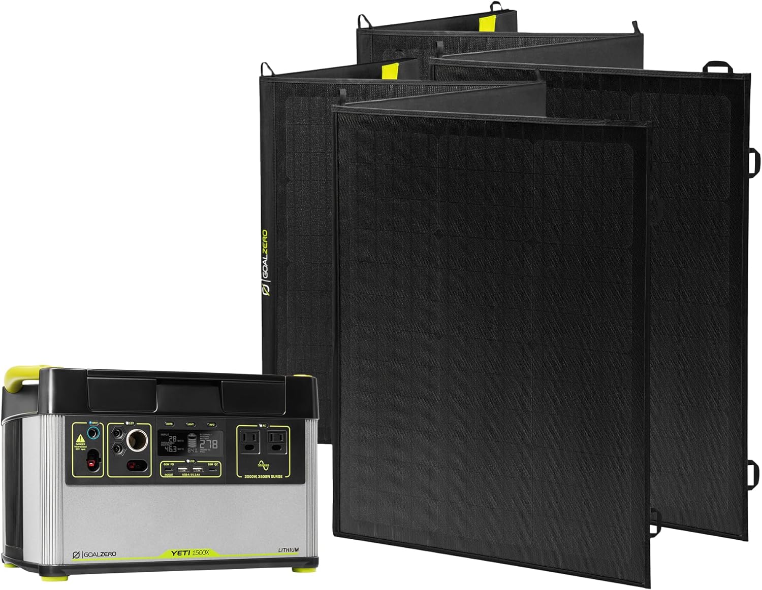 Goal Zero Yeti 1500X generatore solare con 2 Nomad 200 da 400W