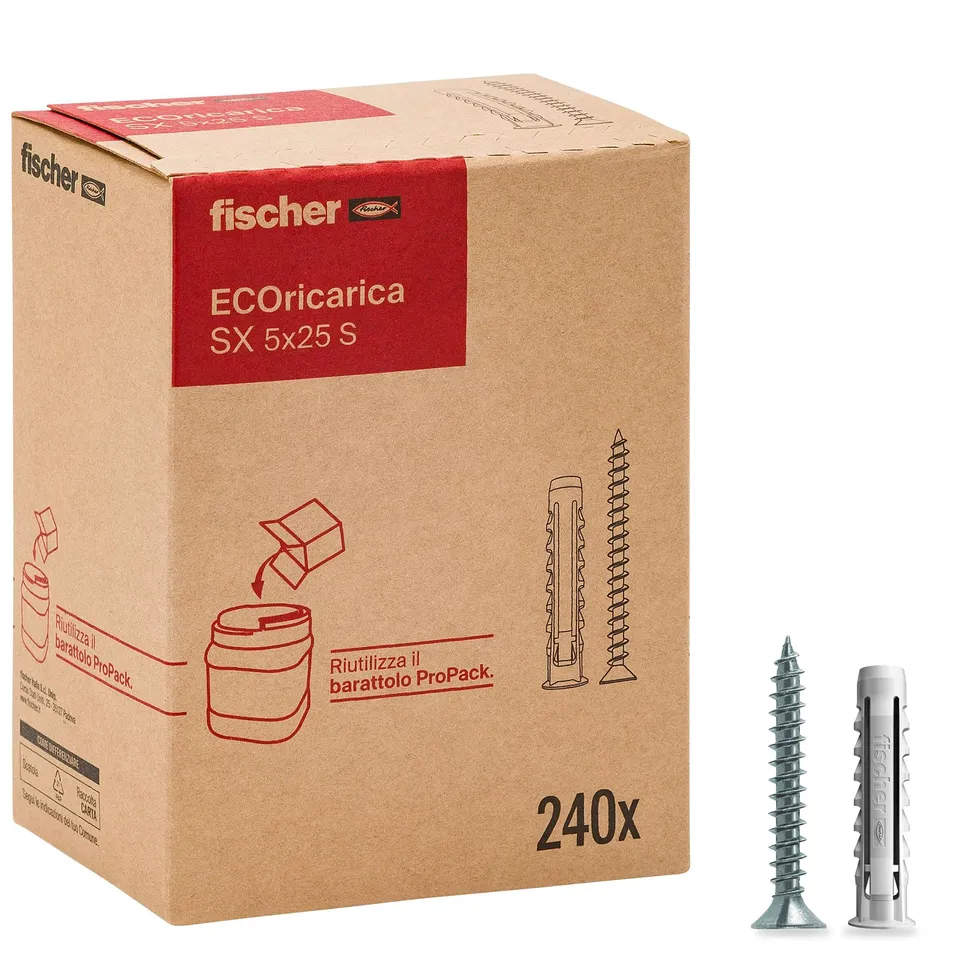 Fischer SX 5x25 S tasselli con vite Ecoricarica muratura