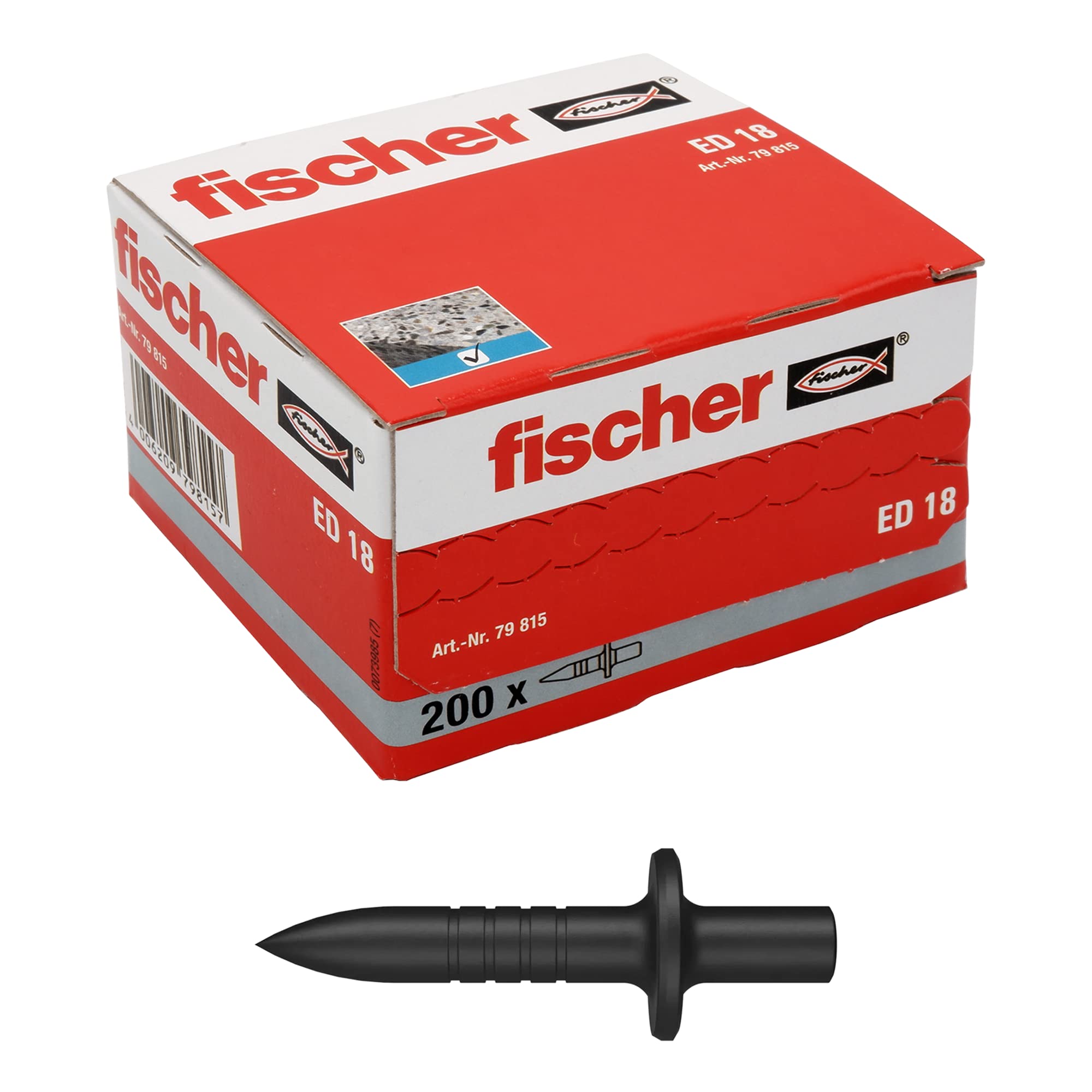 Fischer ED 18 Chiodo a Percussione 600 Pz 18 mm per Bandelle