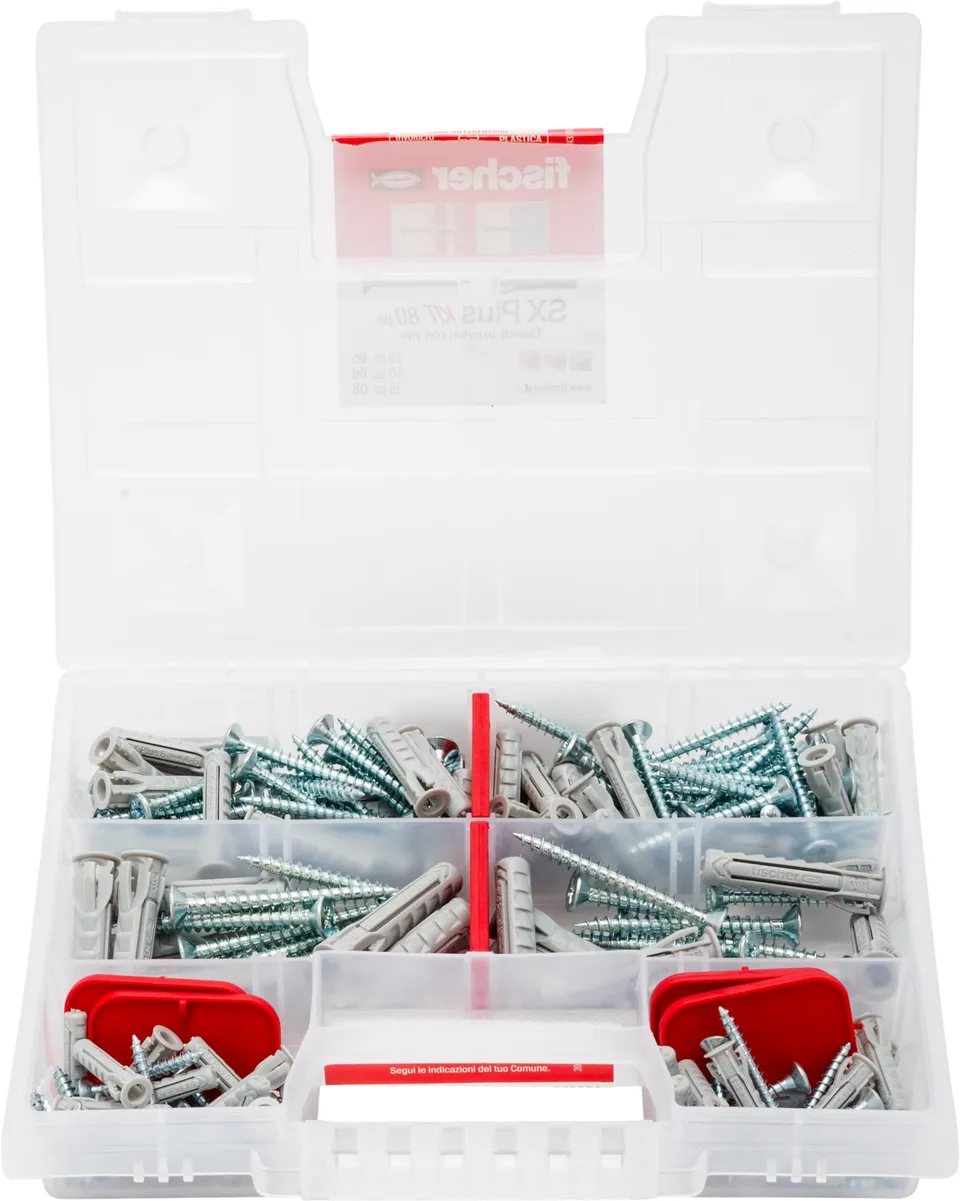 Fischer SX Plus Kit 80 Tasselli con Viti Assortiti 5-8 mm