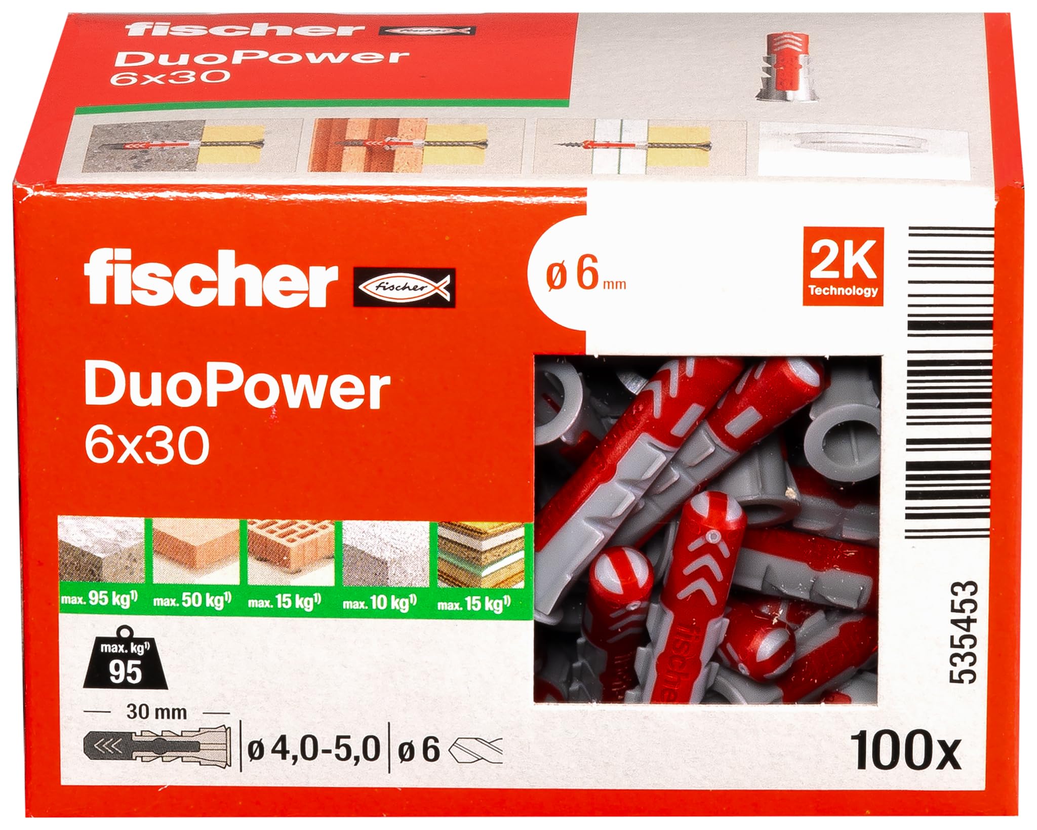 Fischer Duopower 6x30 tasselli 100 pz multimateriale