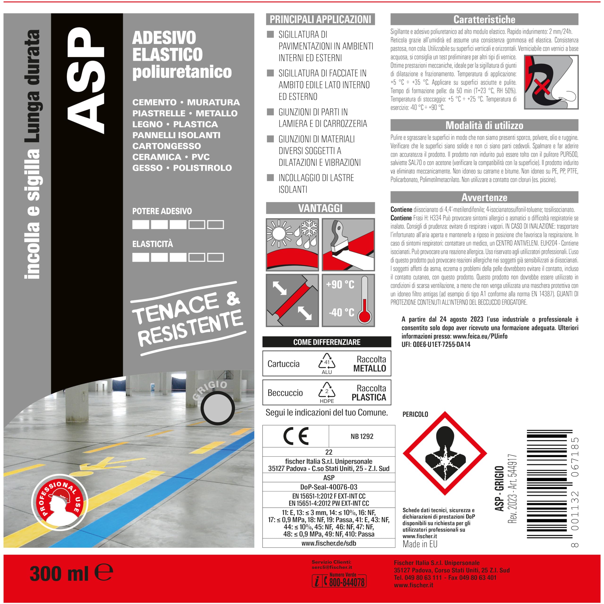 fischer ASP 544917 Sigillante Grigio 300 ml