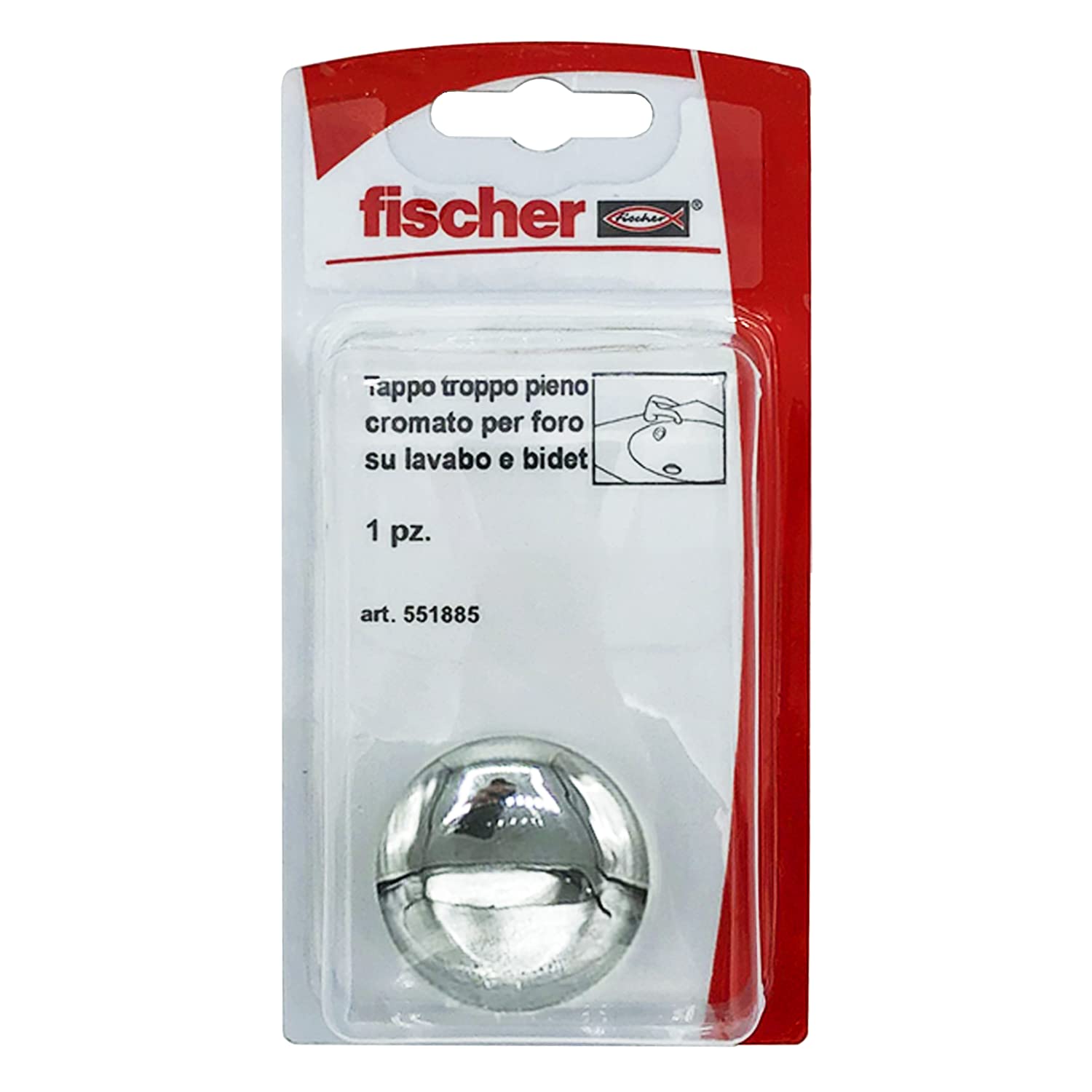 fischer TTP copertura troppo pieno cromata 2 pezzi