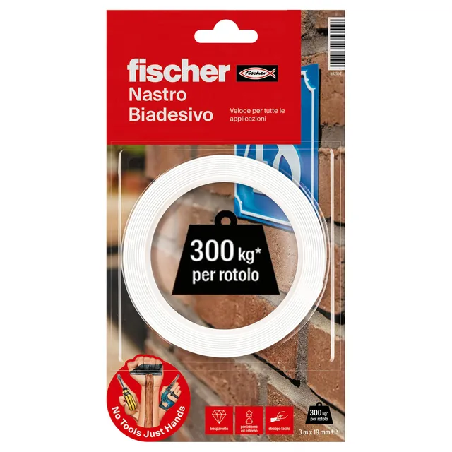 fischer Nastro Biadesivo 3 m Extra Forte Trasparente 19 mm