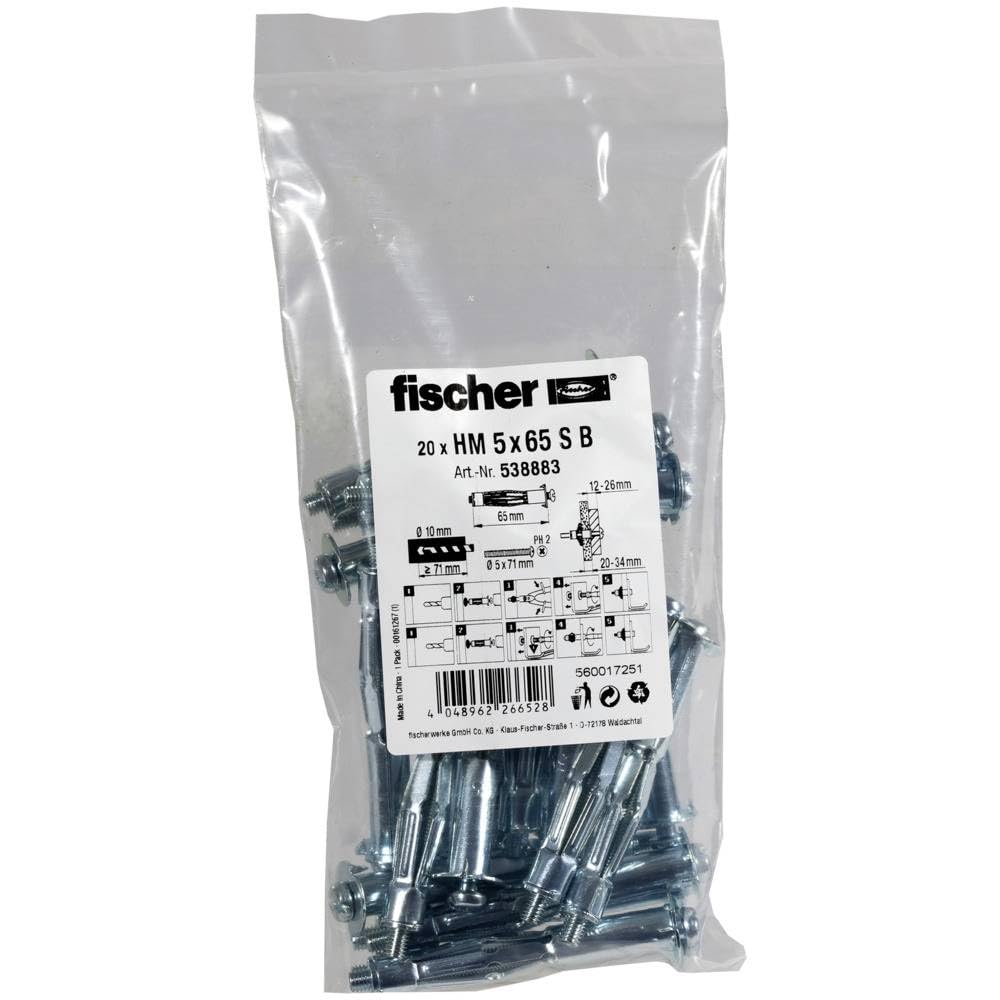 Fischer HM 5x52 S Tasselli Metallo 20 Pz Pannelli