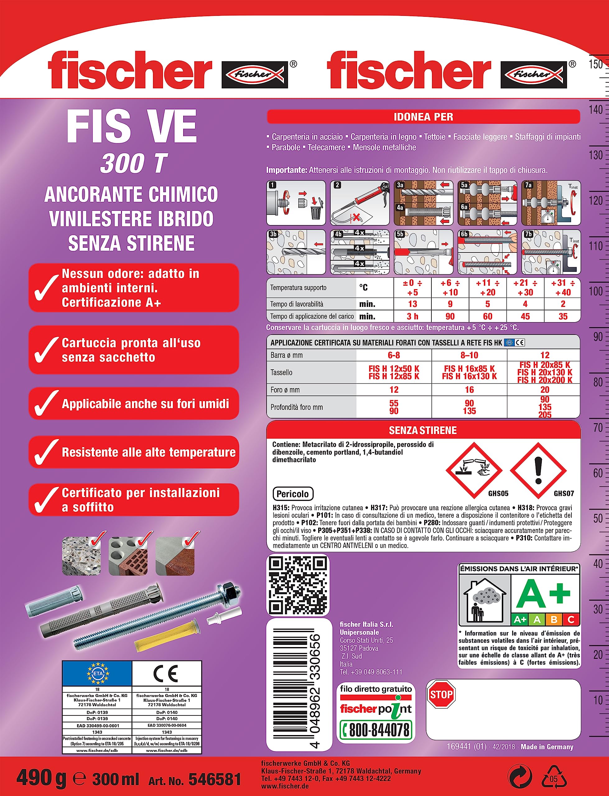 Fischer FIS VE 300 T Ancorante Chimico Vinilestere