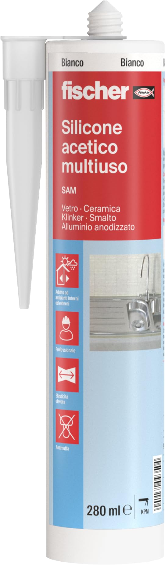 Fischer SAM 9350 sigillante silicone bianco 280 ml antimuffa