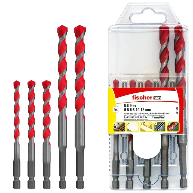 Fischer D-U Hex Set 5 Punte Trapano Universali 5-12 mm