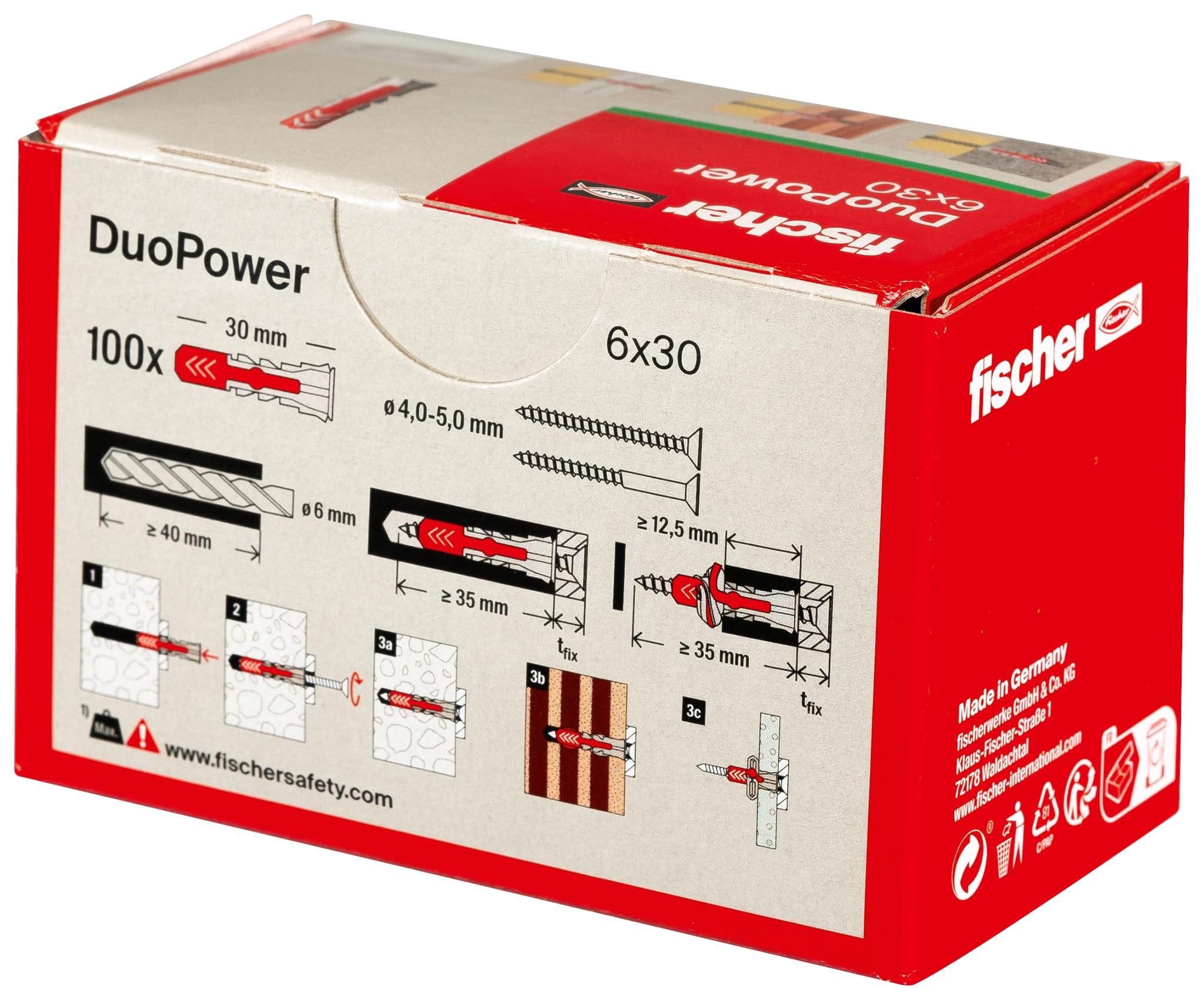 Fischer Duopower 6x30 tasselli 100 pz multimateriale