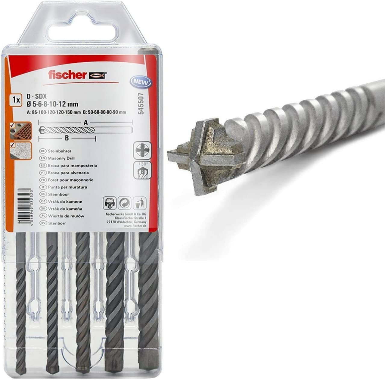 Fischer D-SDX kit 5 punte trapano muro 5-12 mm cilindrico