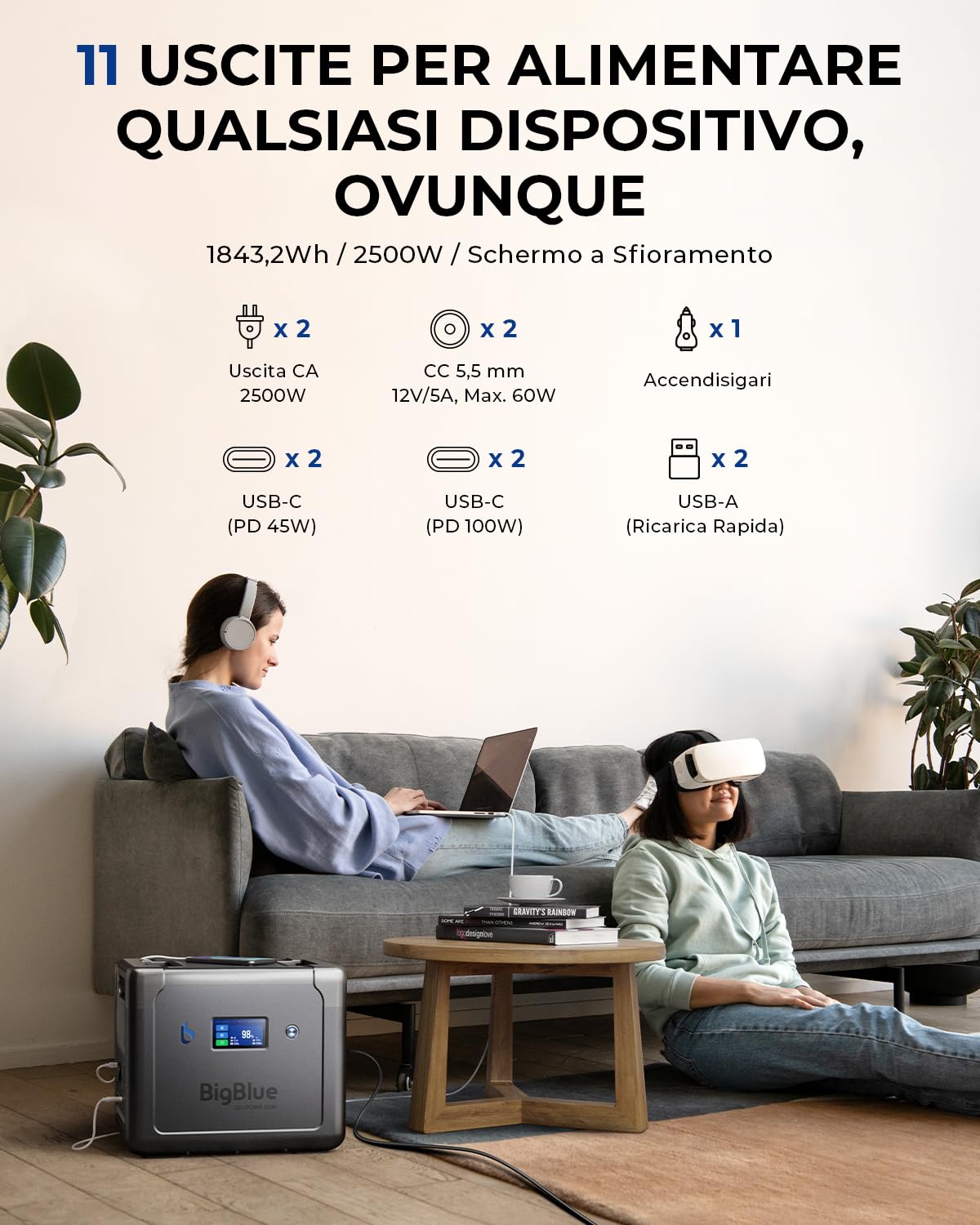 BigBlue CellPowa 2500 generatore solare 1843Wh + 6 pannelli 200W