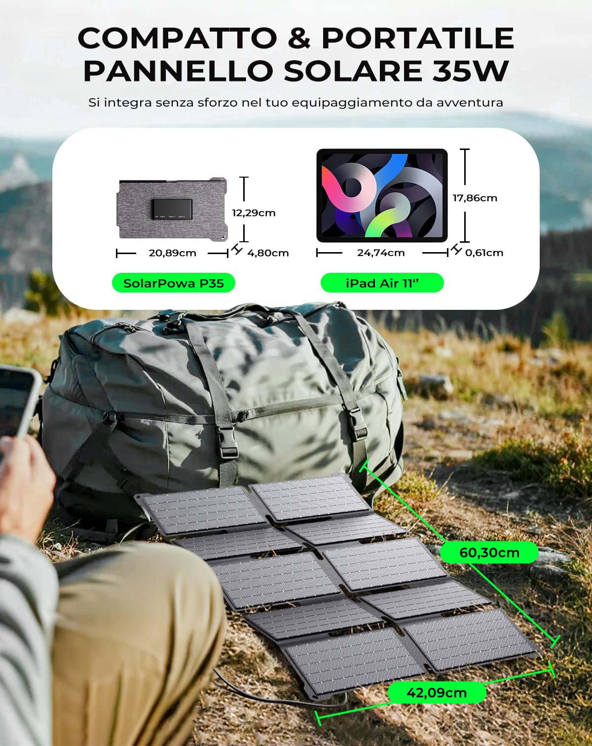 BigBlue 35W Caricabatterie Solare Portatile PD25W Trekking