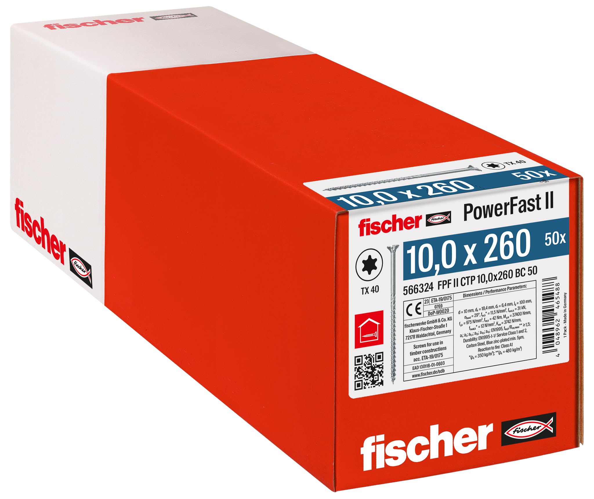 Fischer PowerFast FPF II CTP 8,0x100 viti legno 50 pz Torx