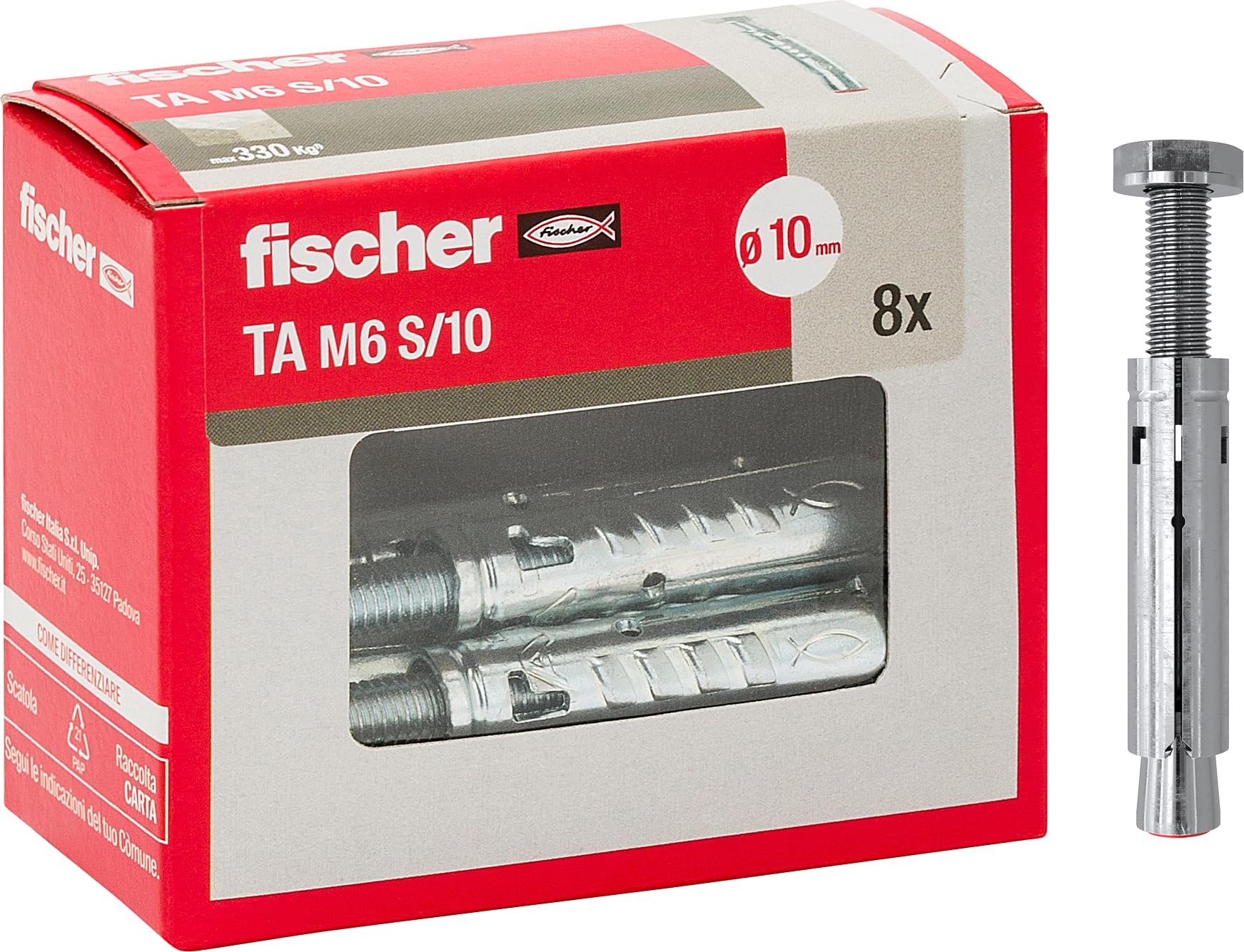 Fischer TA M6 Tasselli Acciaio con Vite 8 Pz Cemento