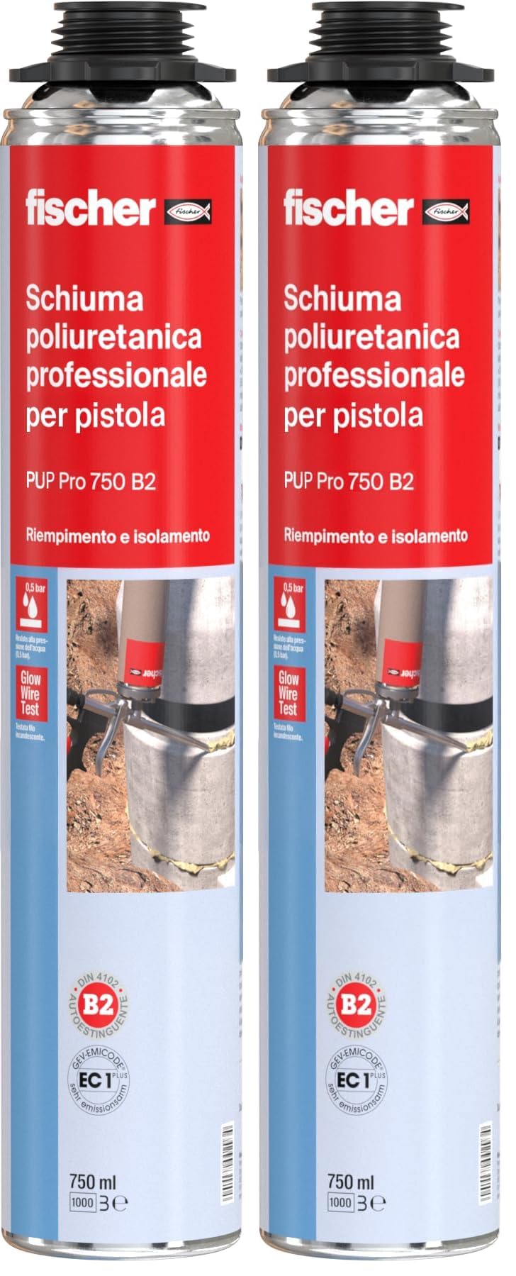 Fischer PUP 750 schiuma poliuretanica 750 ml per pistola B2