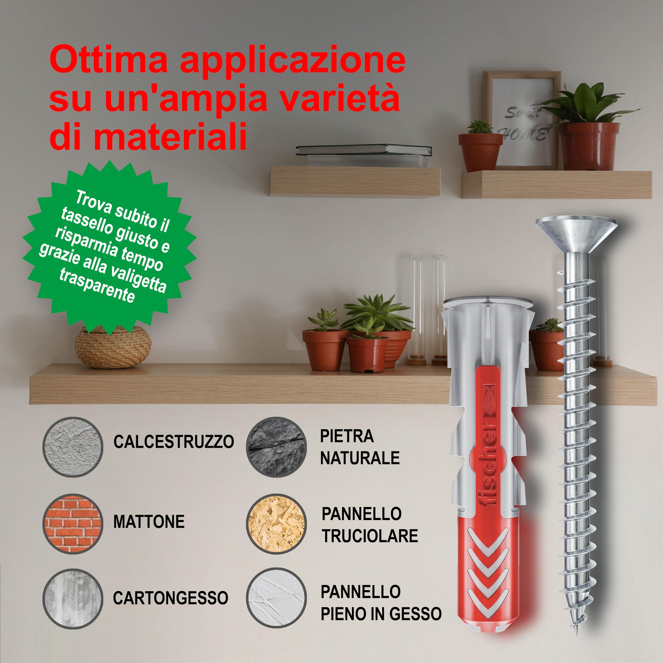 Fischer PowerBox 180 tasselli DuoPower viti e ganci 360 pz