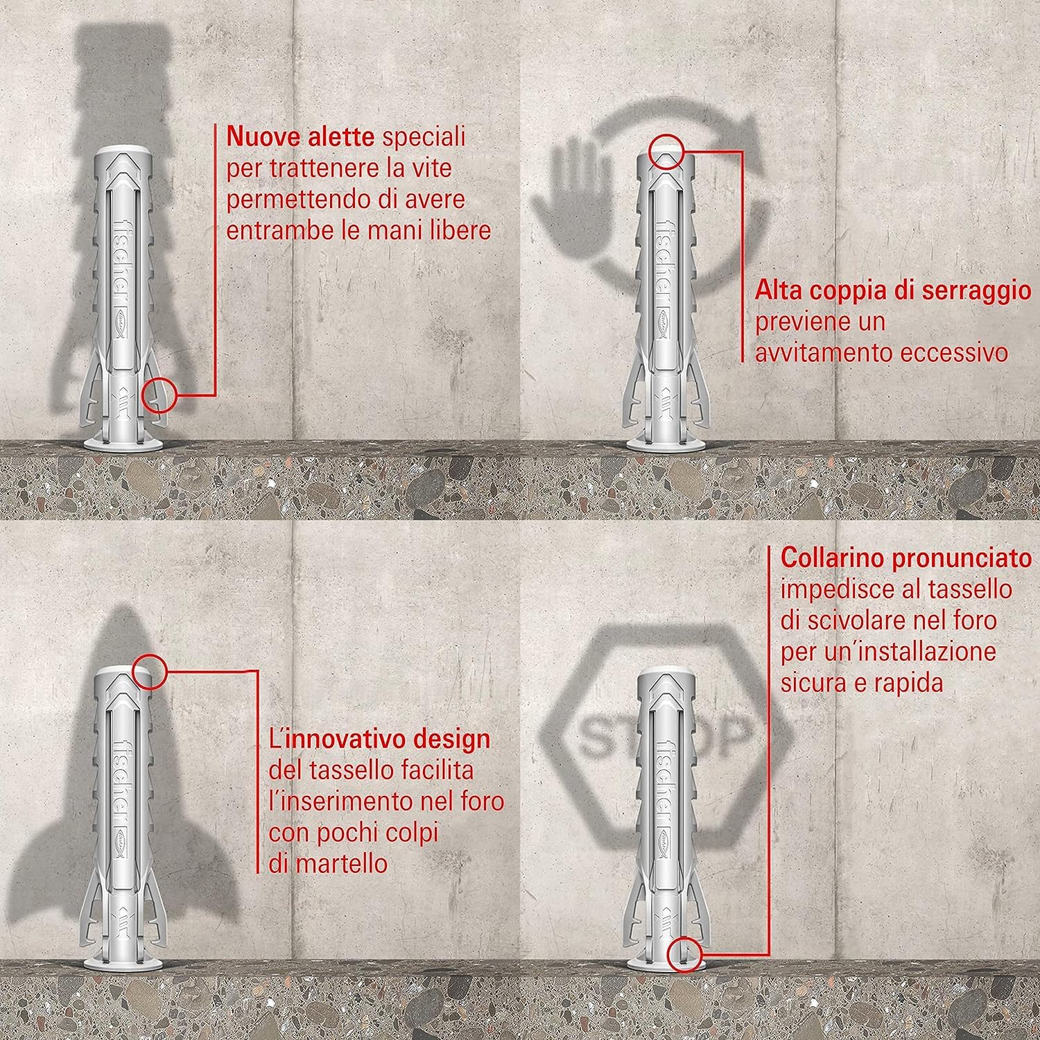 Fischer FIXtainer SX Plus tasselli 210 pezzi muro pieno forato