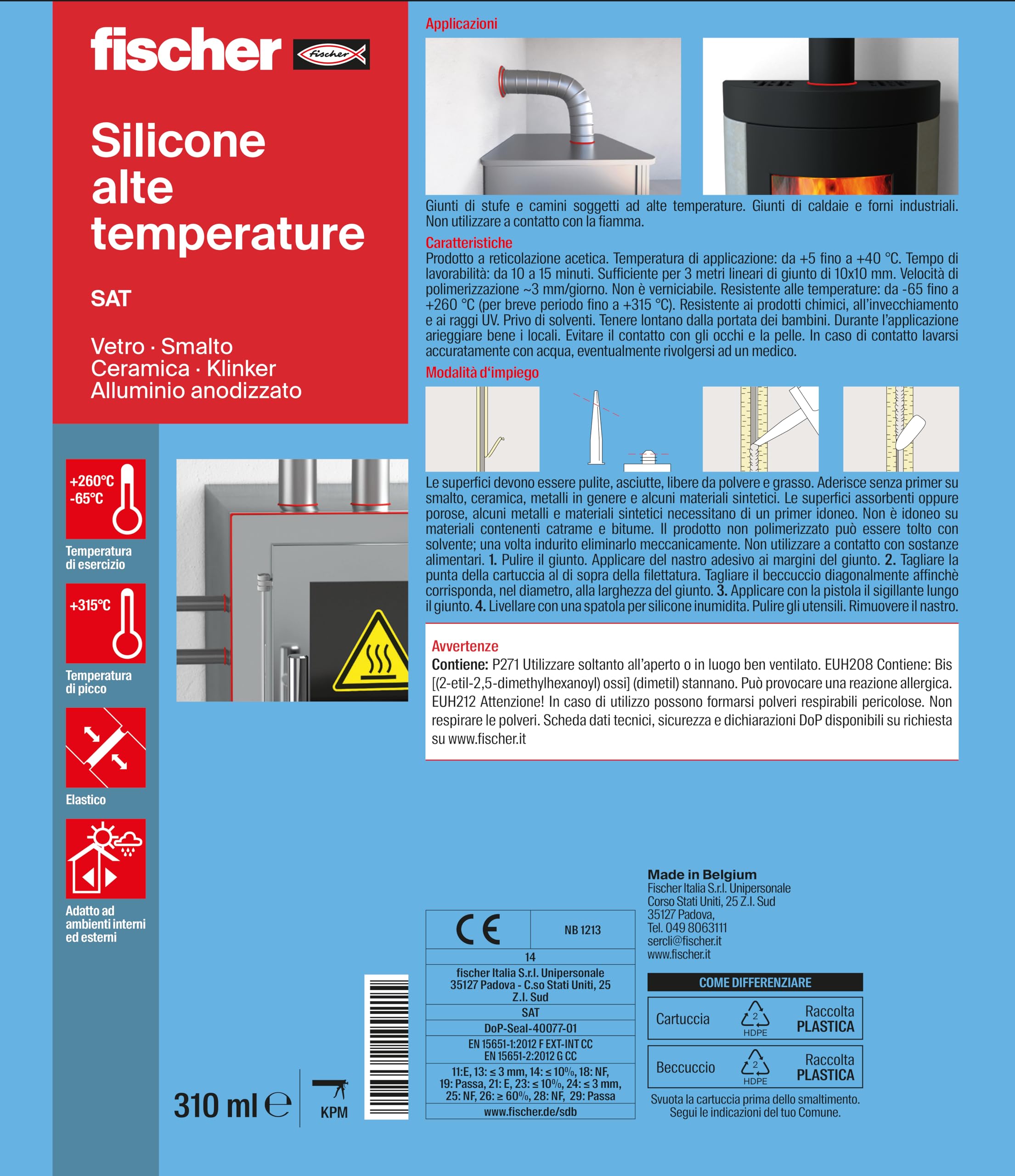 Fischer SAT silicone alte temperature rosso 280 ml