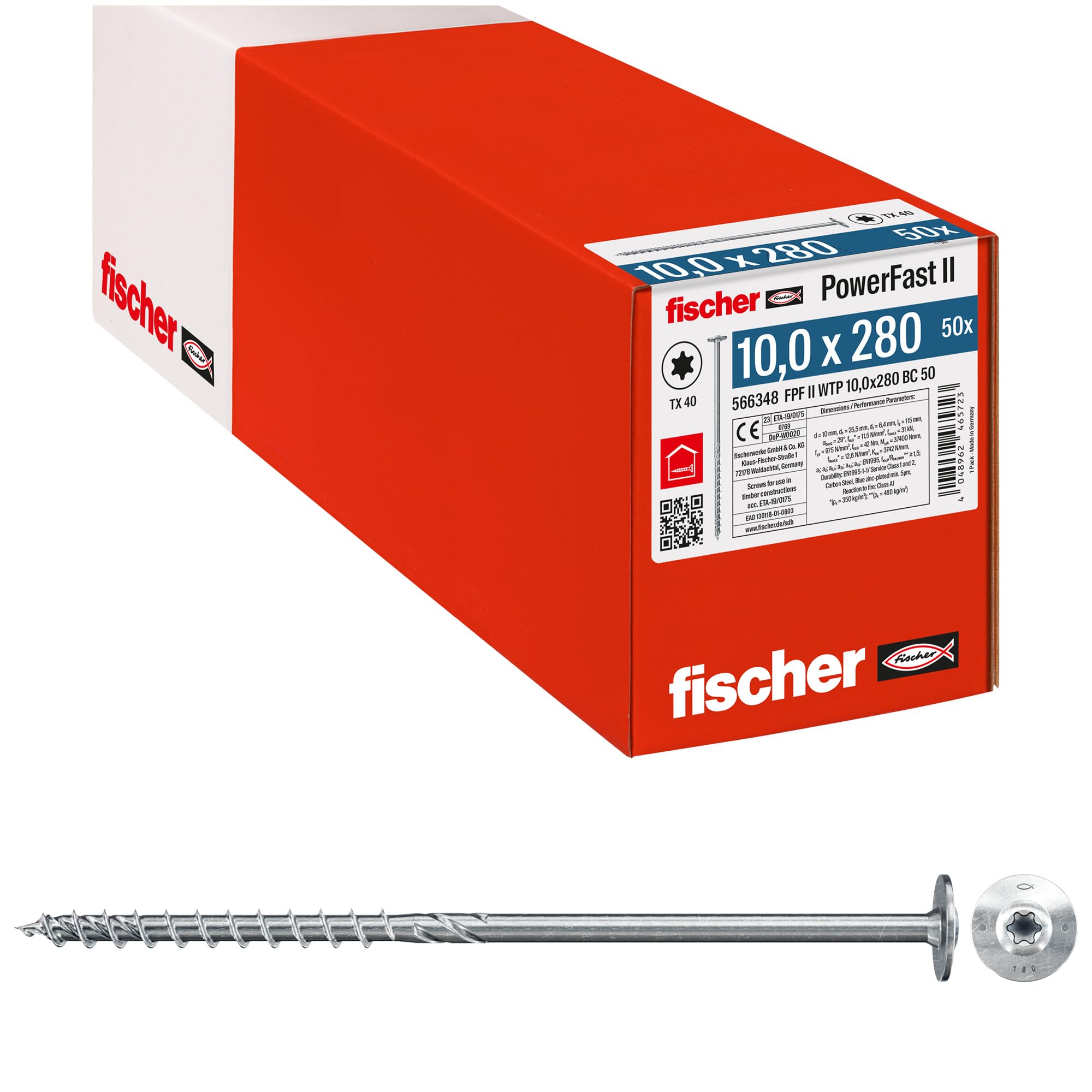 Fischer PowerFast FPF II WTP 8,0x100 viti legno 50 pz