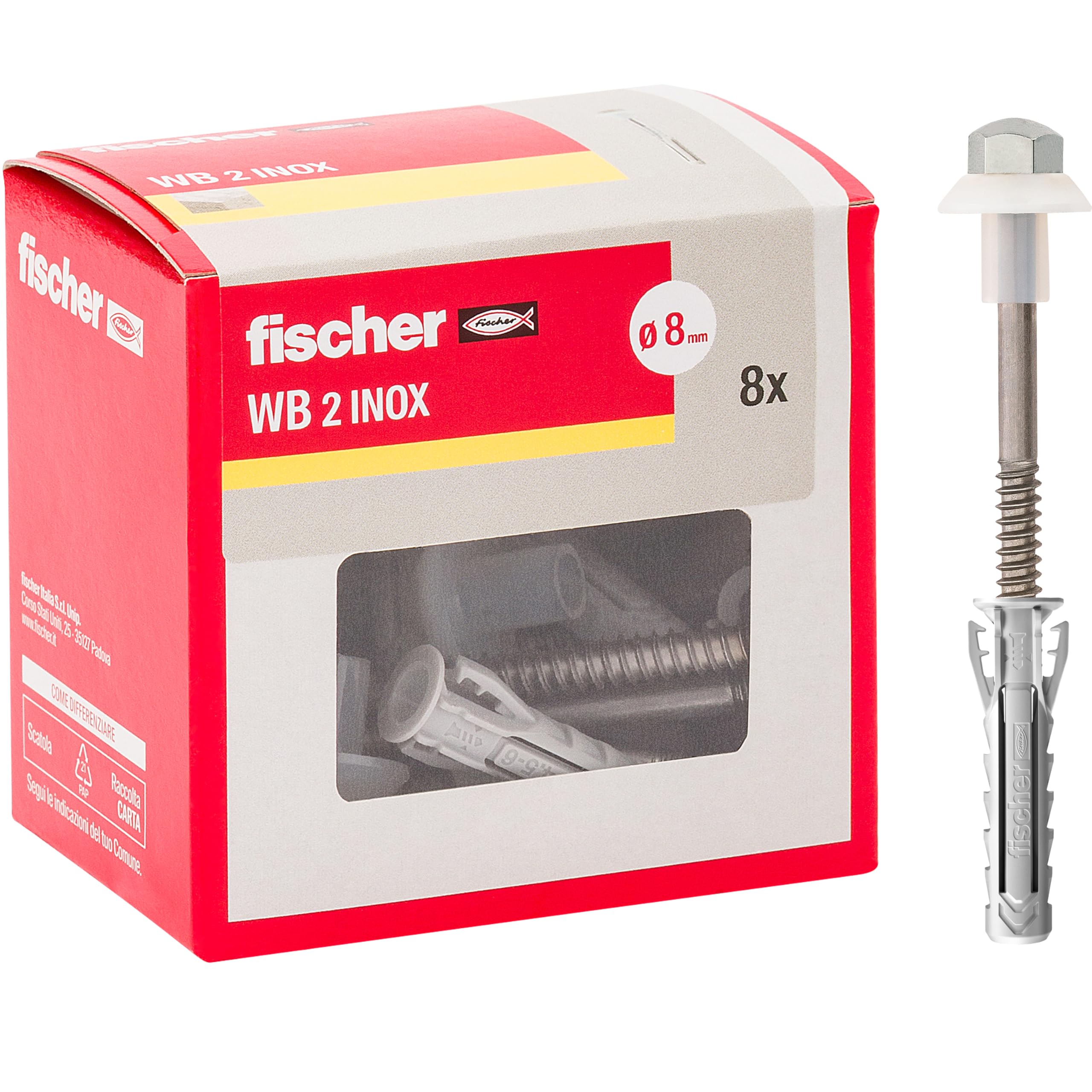 Fischer WB 2 INOX Fissaggio WC Bidet Pavimento 4 Pezzi