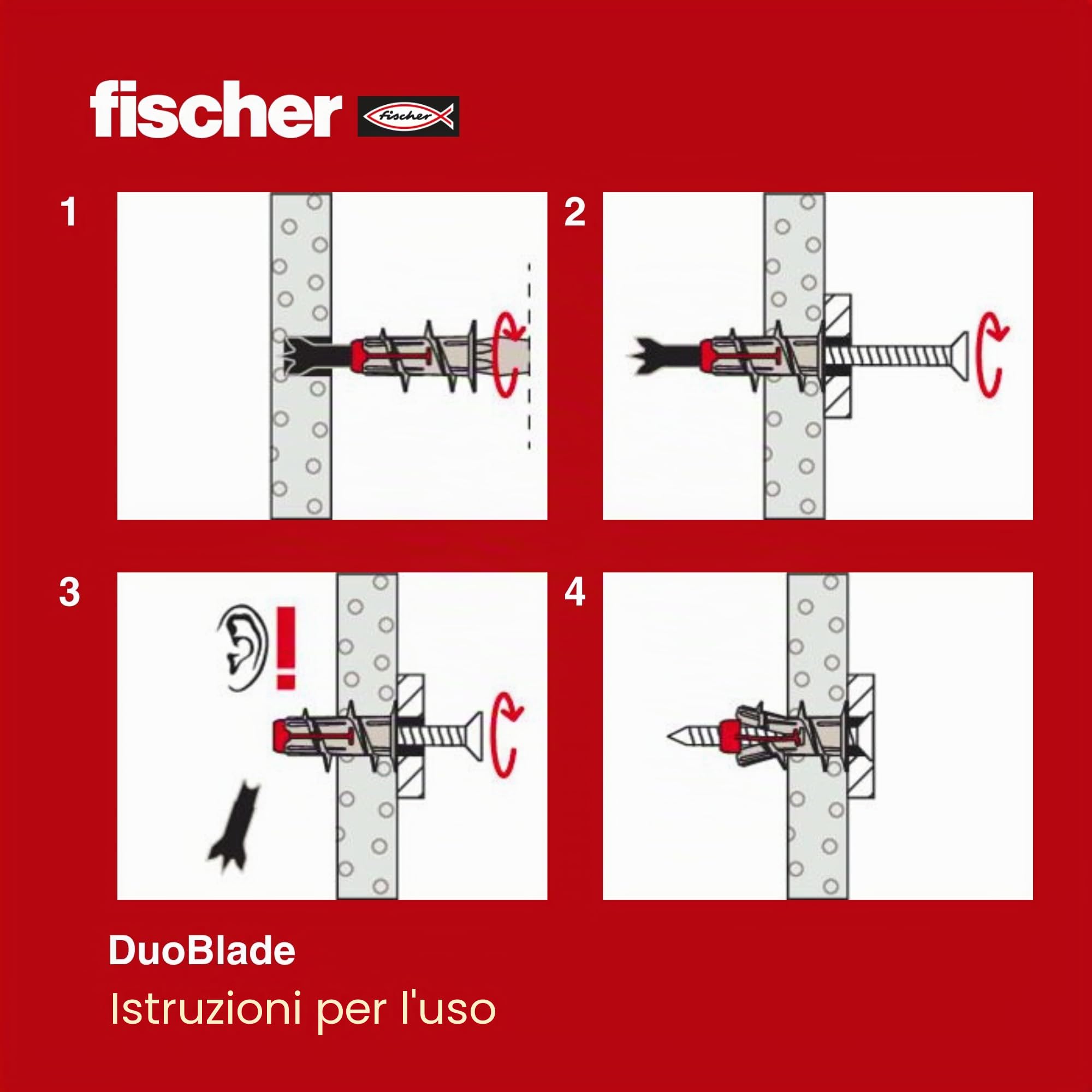Fischer DuoBlade tasselli cartongesso 25 pezzi con viti