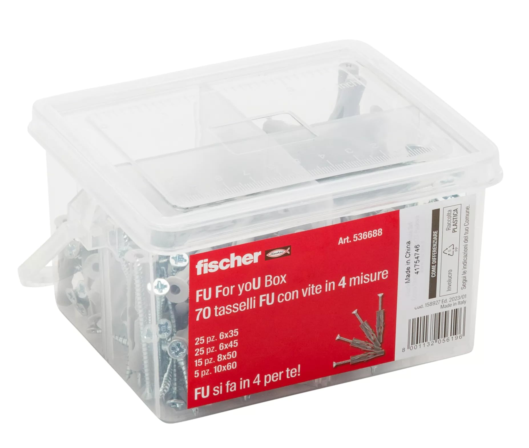 fischer For You Box FU kit tasselli con viti 70 pz muro