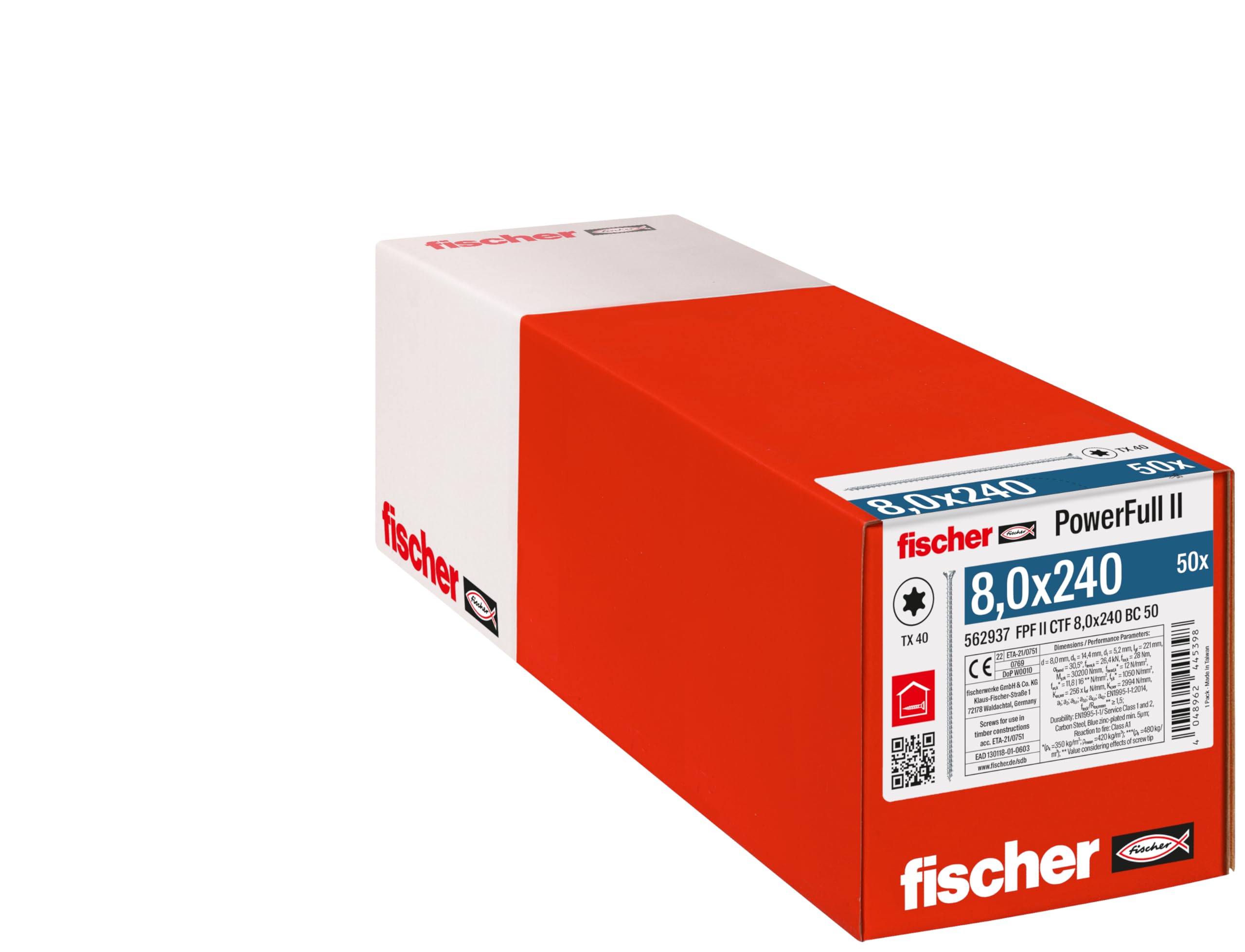 fischer PowerFull II CTF 8,0x100 mm Viti Legno 50 pz Torx