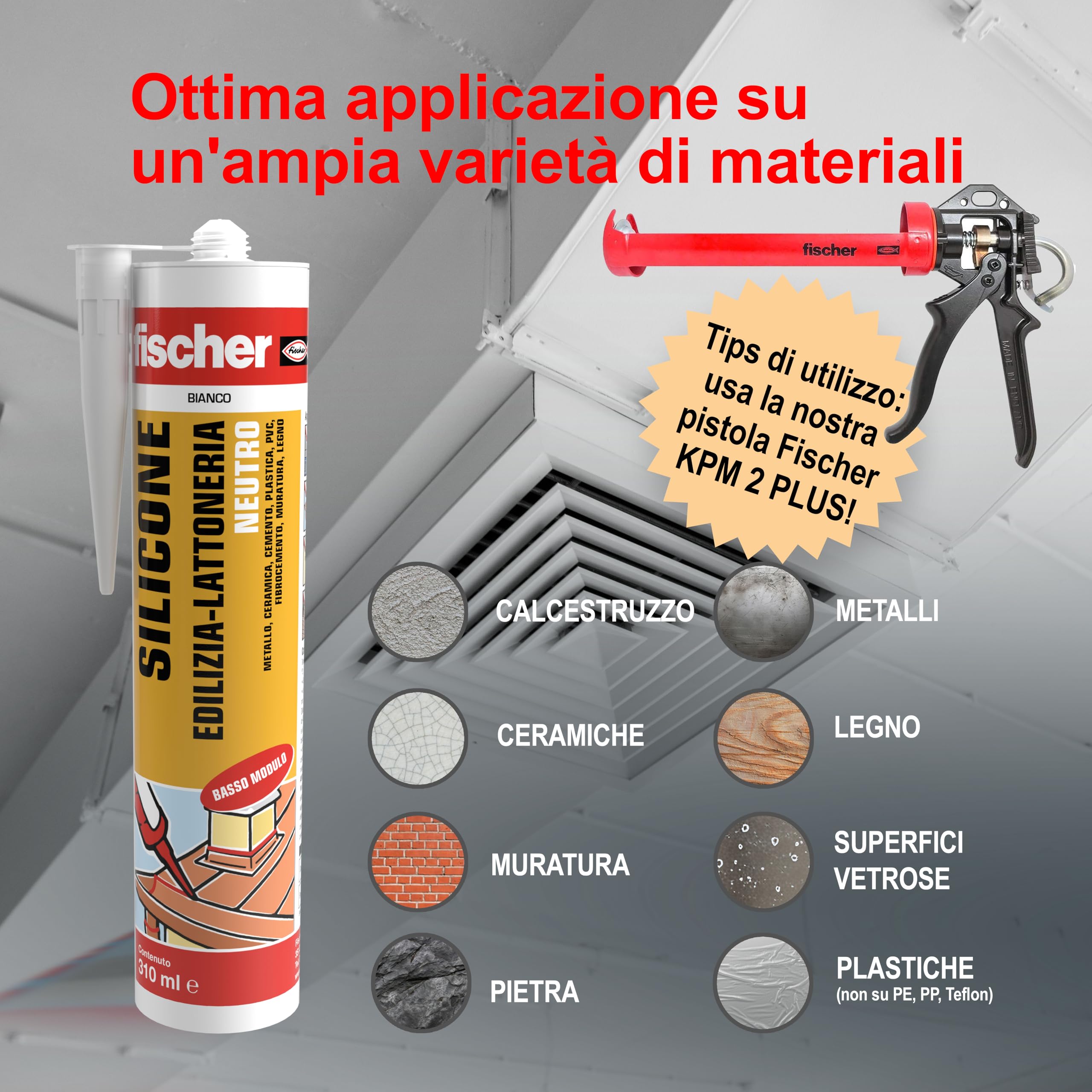Fischer SBM 310 silicone sigillante bianco 310 ml