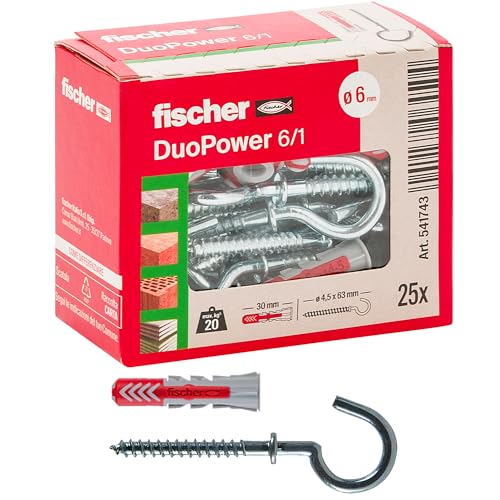Fischer DuoPower 6x30 Tassello Universale Occhiolo Aperto 25 Pz